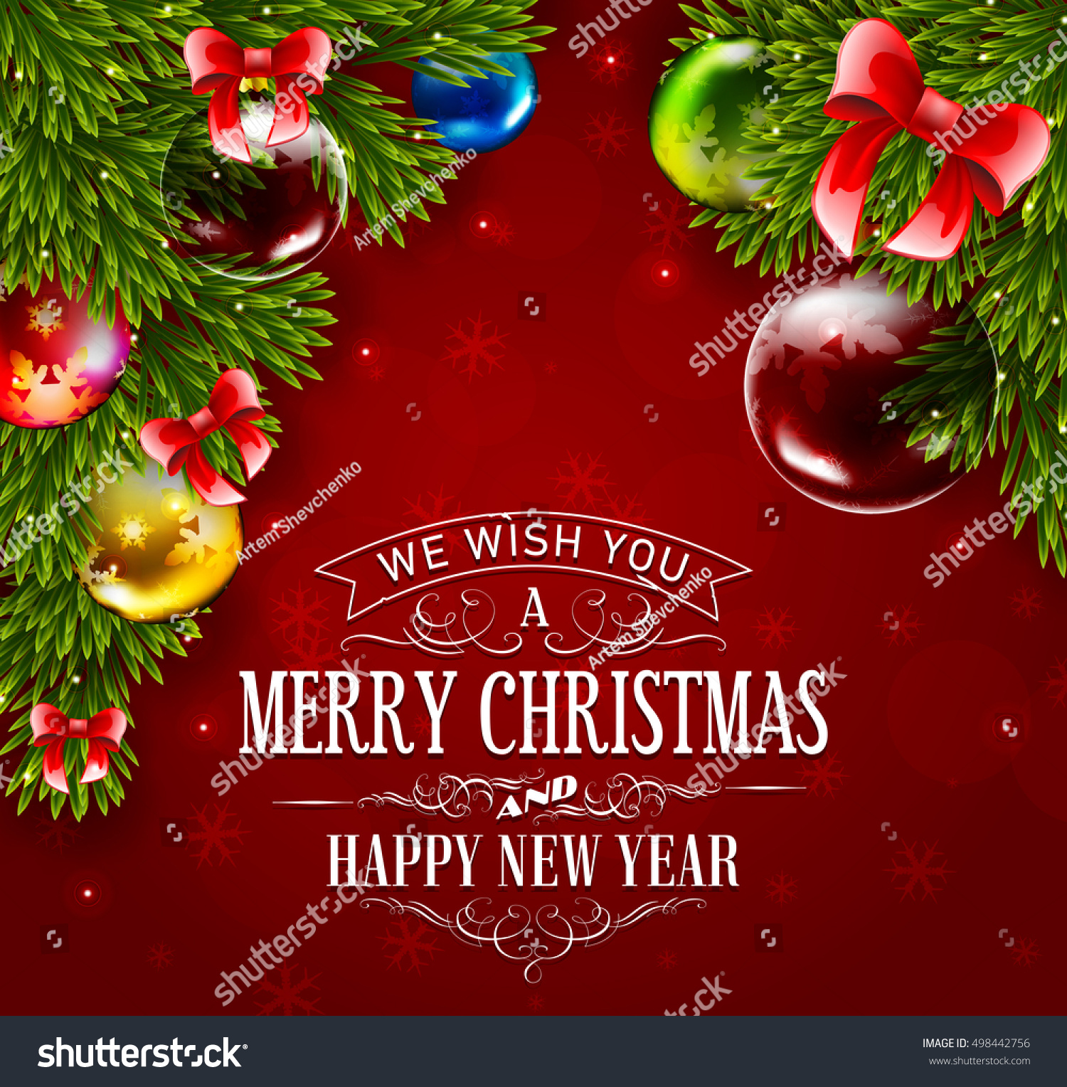 Christmas Red Greeting Postcard. Bitmap Copy. Stock Photo 498442756 