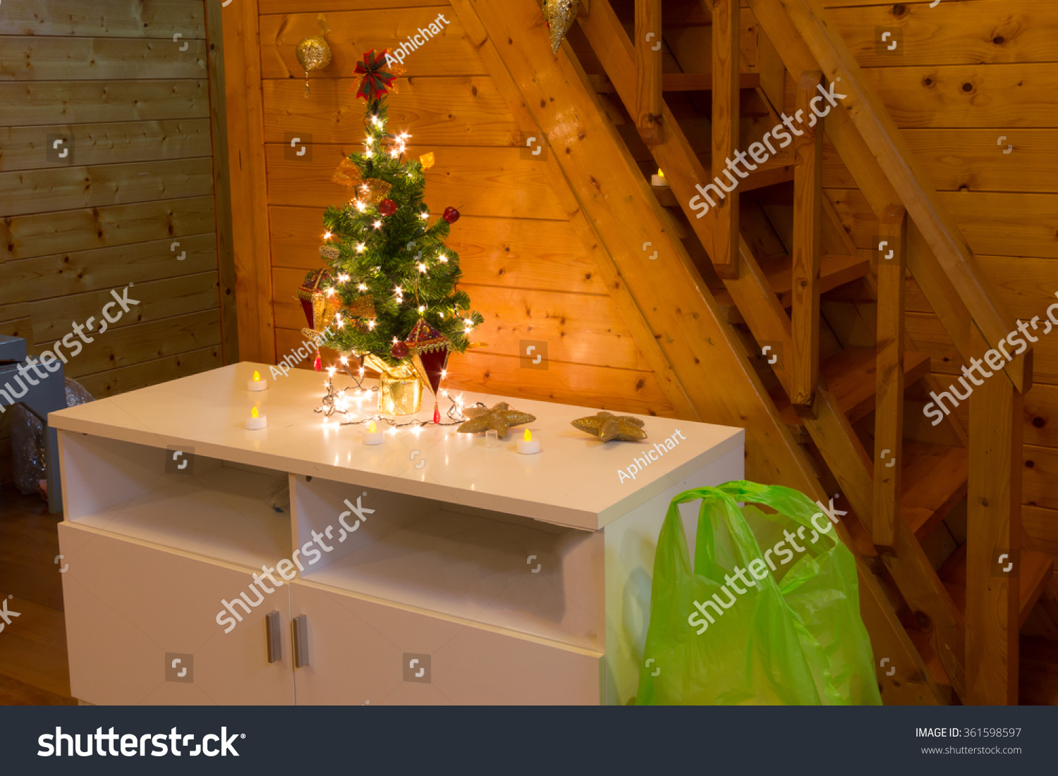 Christmas Room Interior Design Xmas Tree Stock Photo Edit