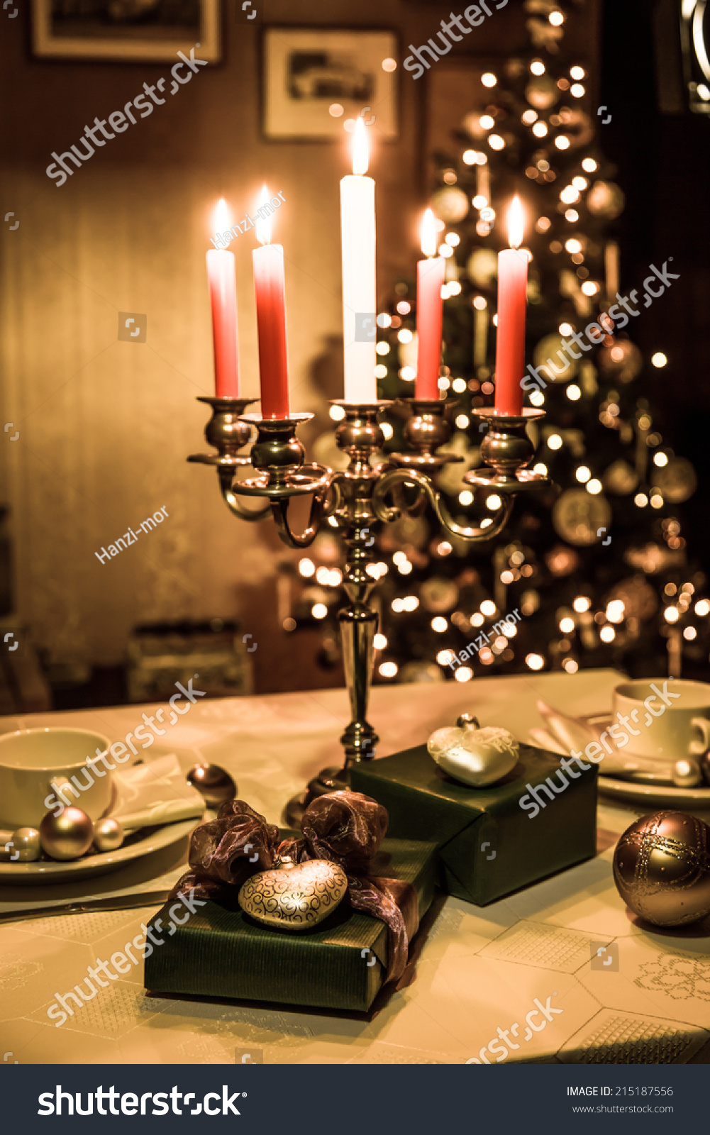Christmas Still Life Candles Set Table Stock Photo Edit Now