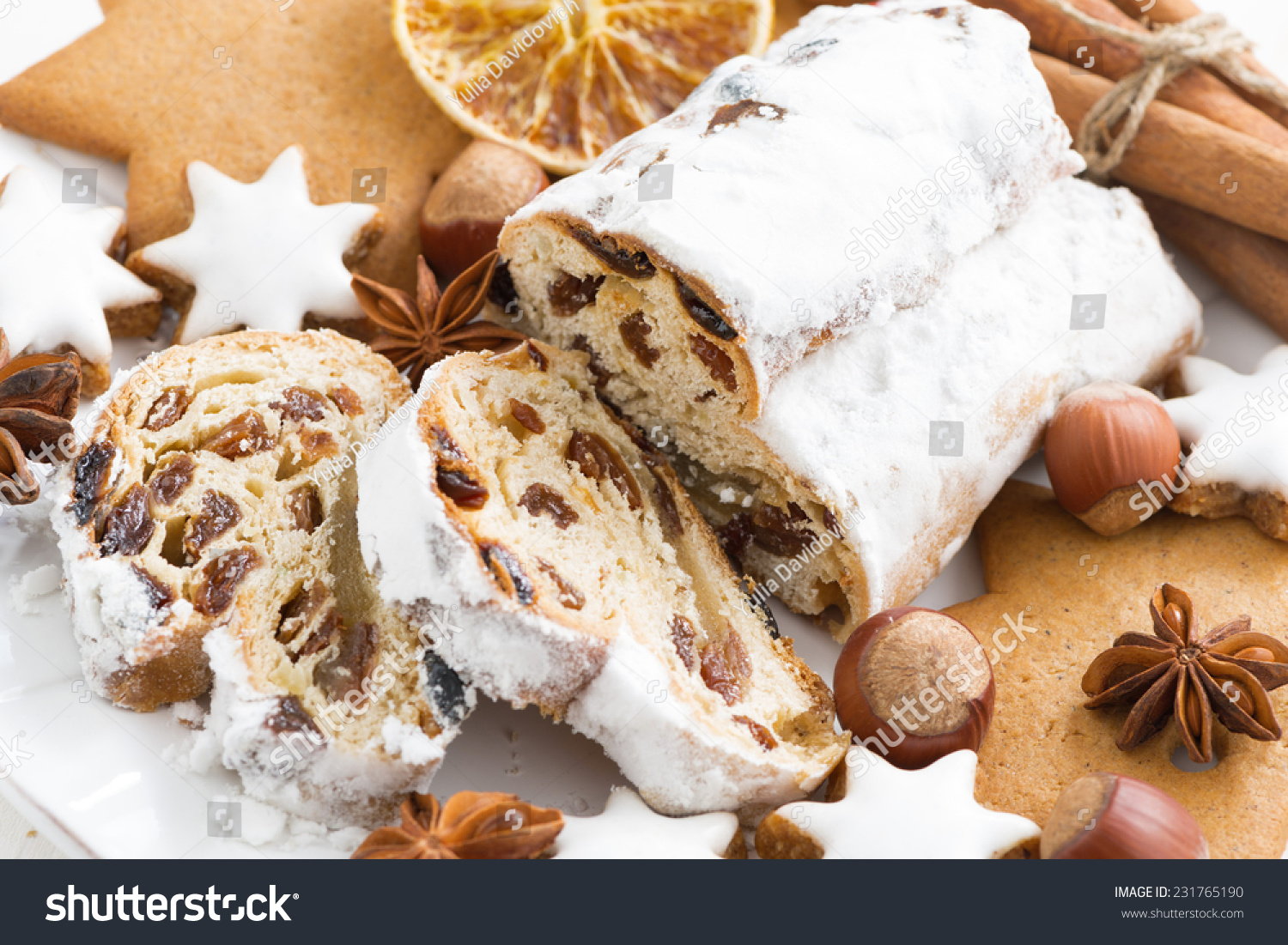 Christmas Stollen Cookies Spices Closeup Horizontal Stock Photo ...