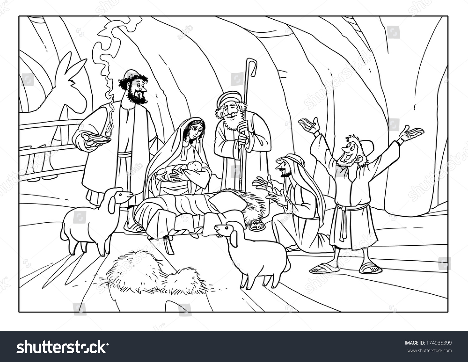 Christmas Story Shepherds Stable Joseph Mary Stock Illustration ...