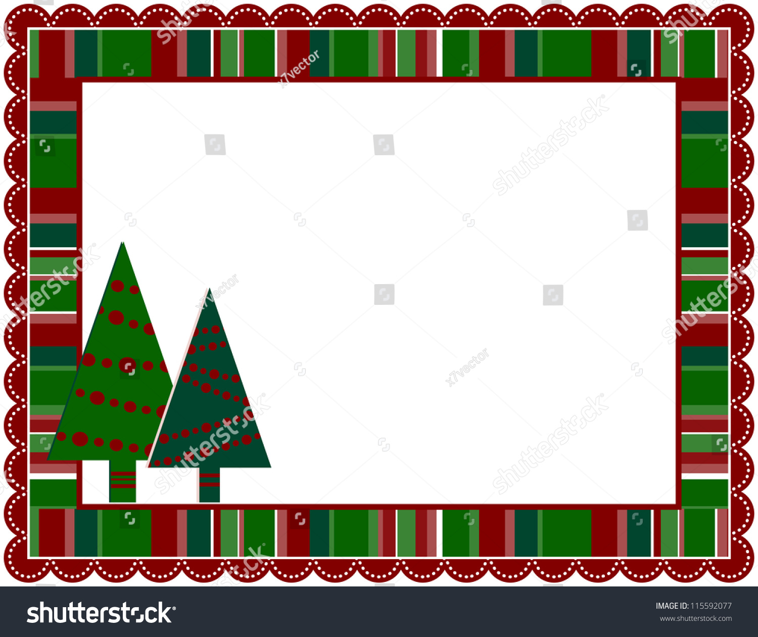 Christmas Stripped Frame - Christmas Stripped Patterned Frame With