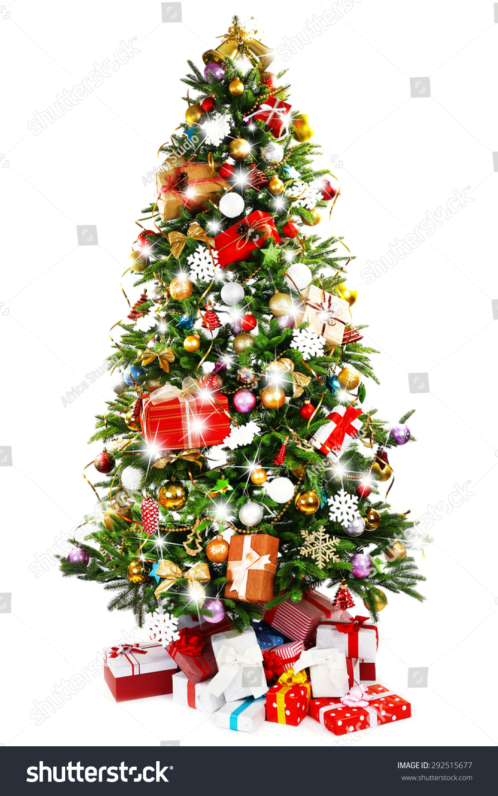 Christmas Tree And Presents Isolated On White Stock Photo 292515677 ...