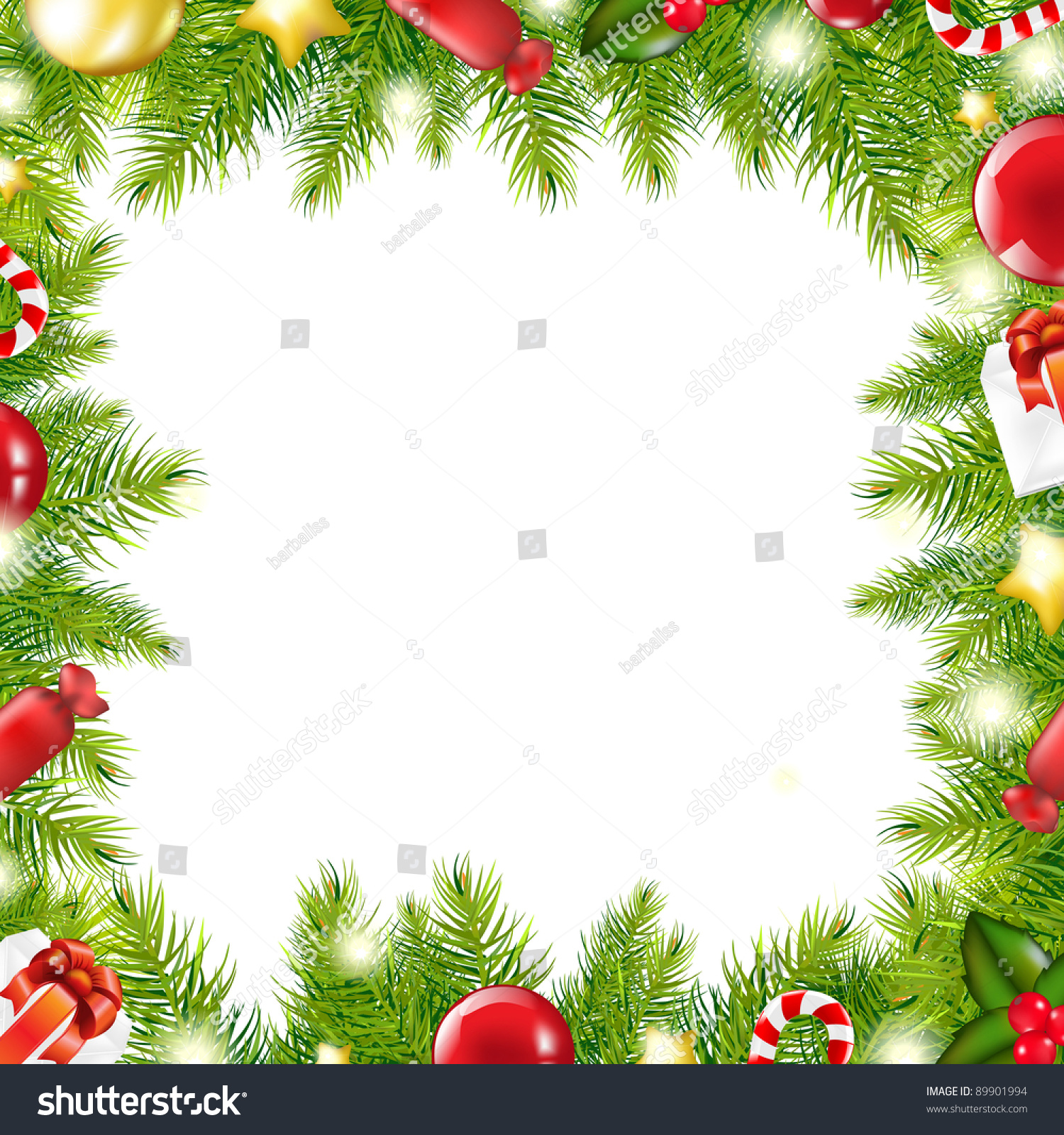 Christmas Tree Border Stock Photo 89901994 : Shutterstock