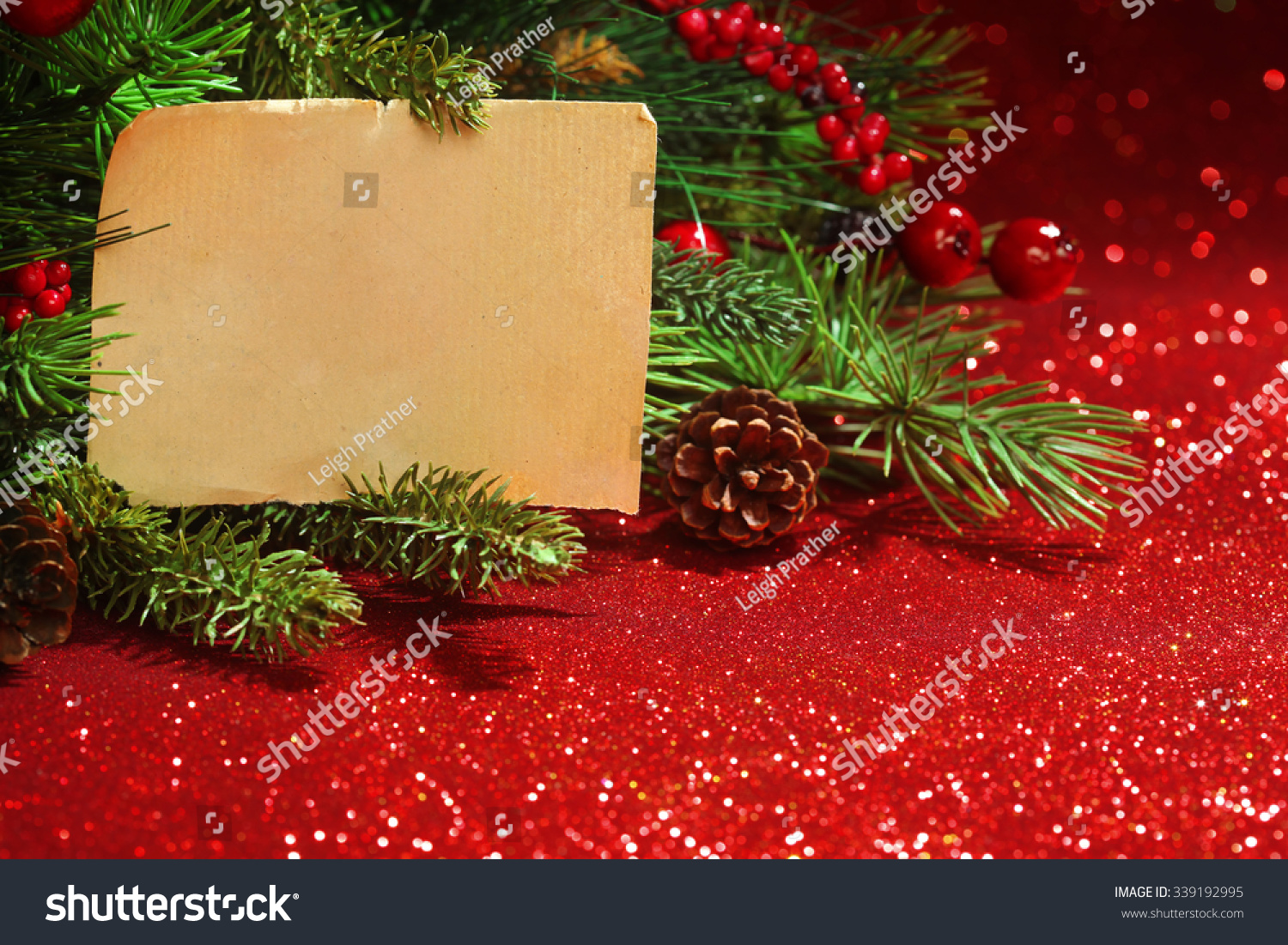 Christmas Tree Branches With Blank Note Stock Photo 339192995 : Shutterstock