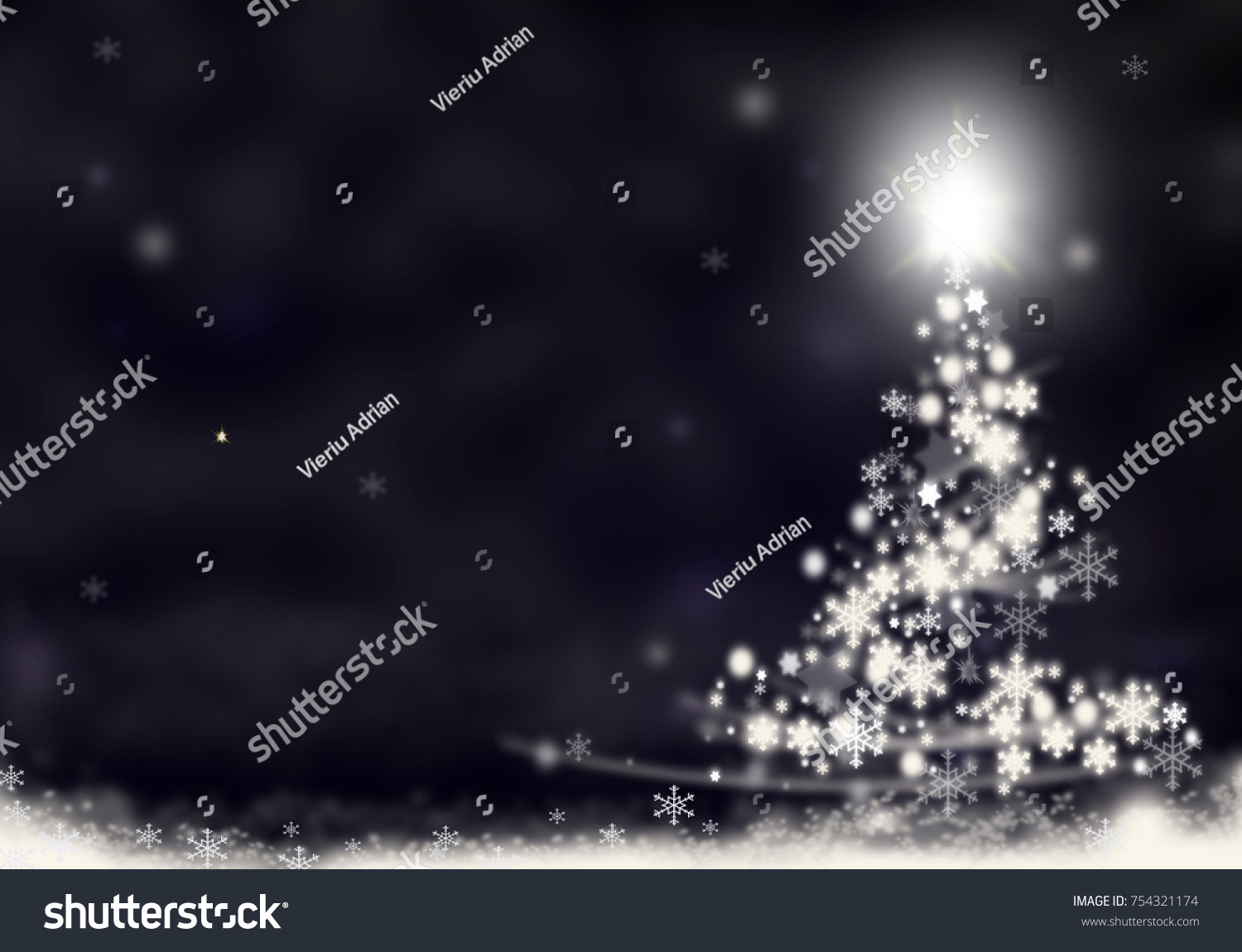 Christmas Tree Formed Starsblack White Background Stock Illustration