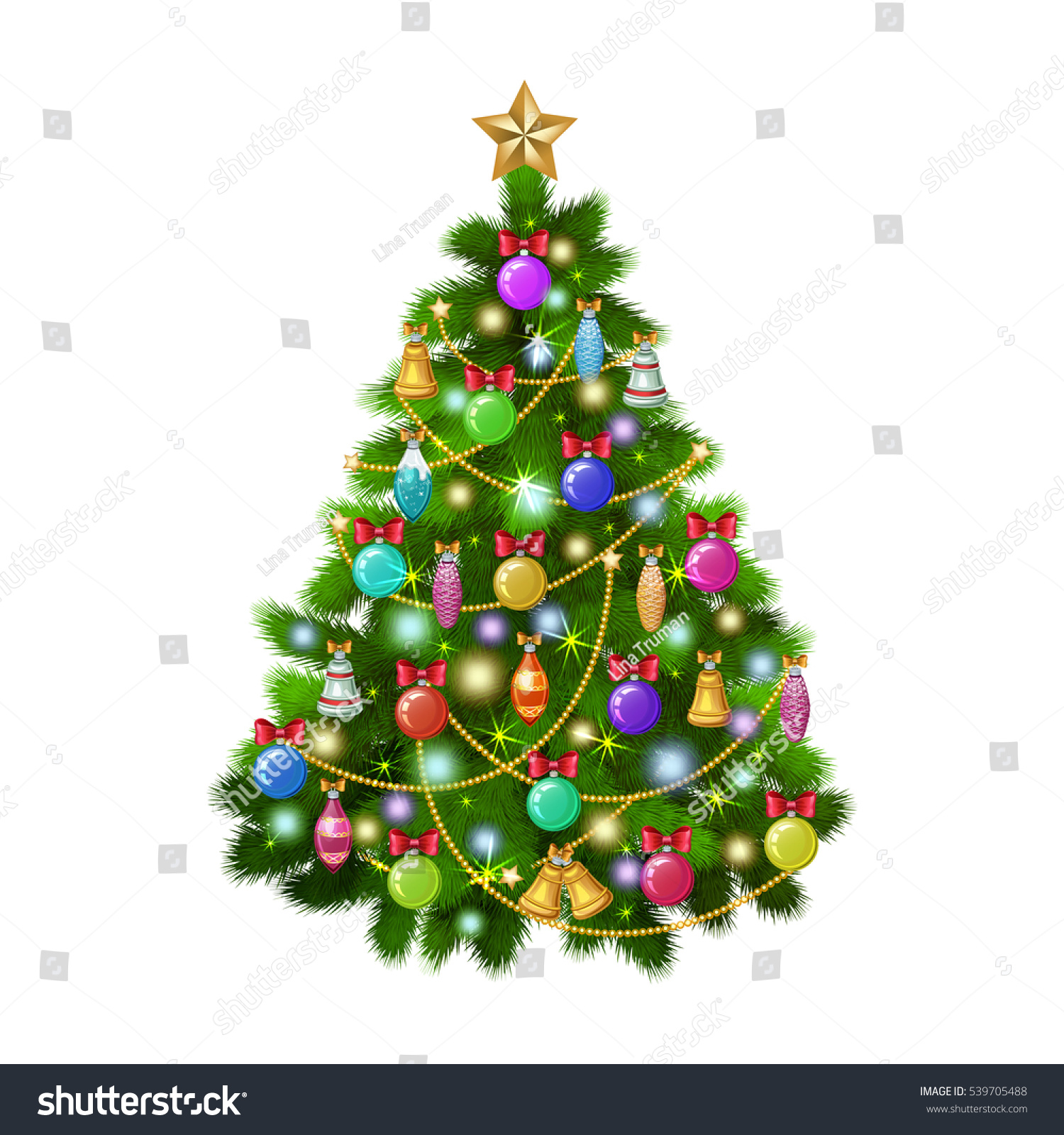 Christmas Tree With Colorful Ornaments Stock Photo 539705488 : Shutterstock