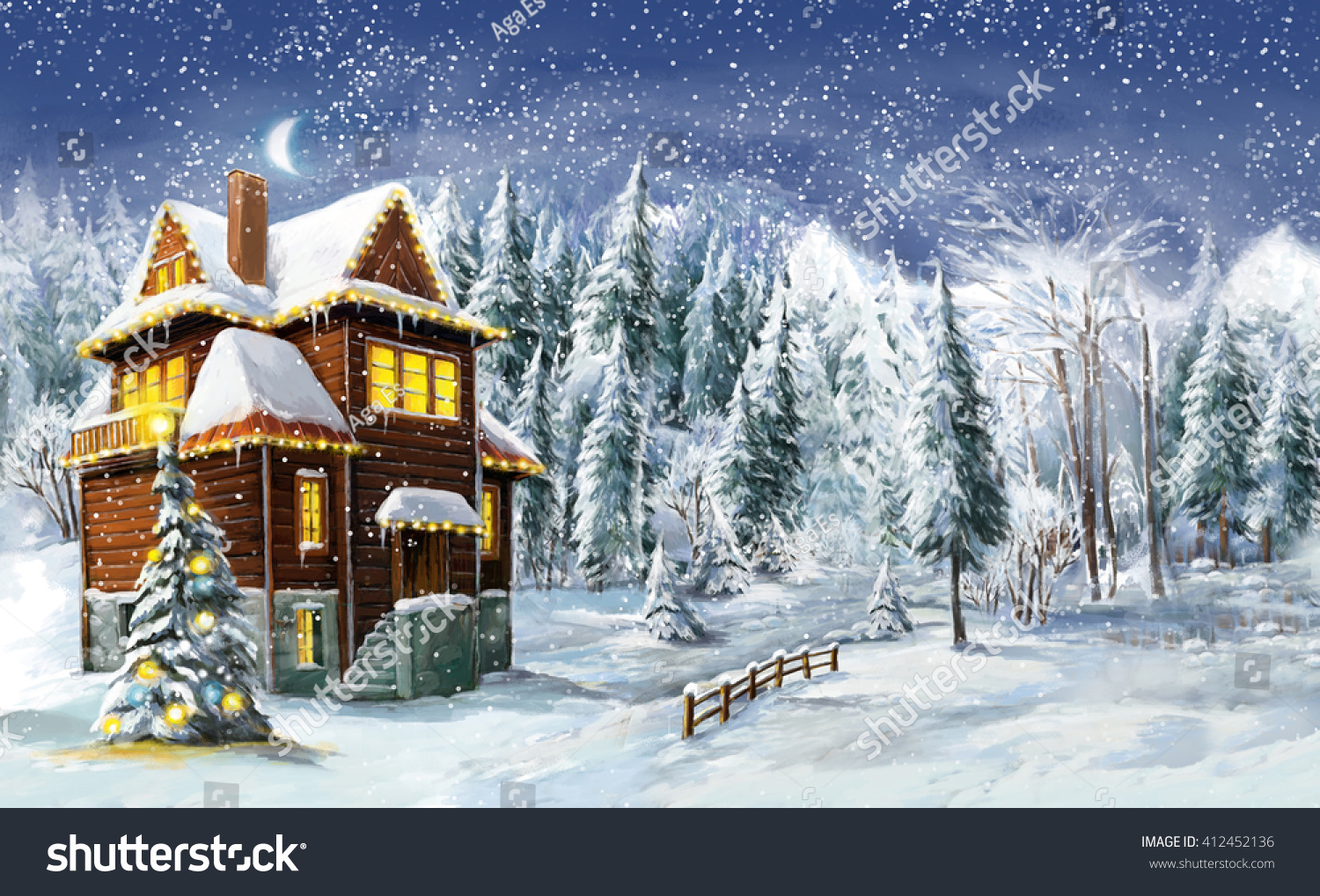 Christmas Winter Happy Scene - Illustration For The Children ...