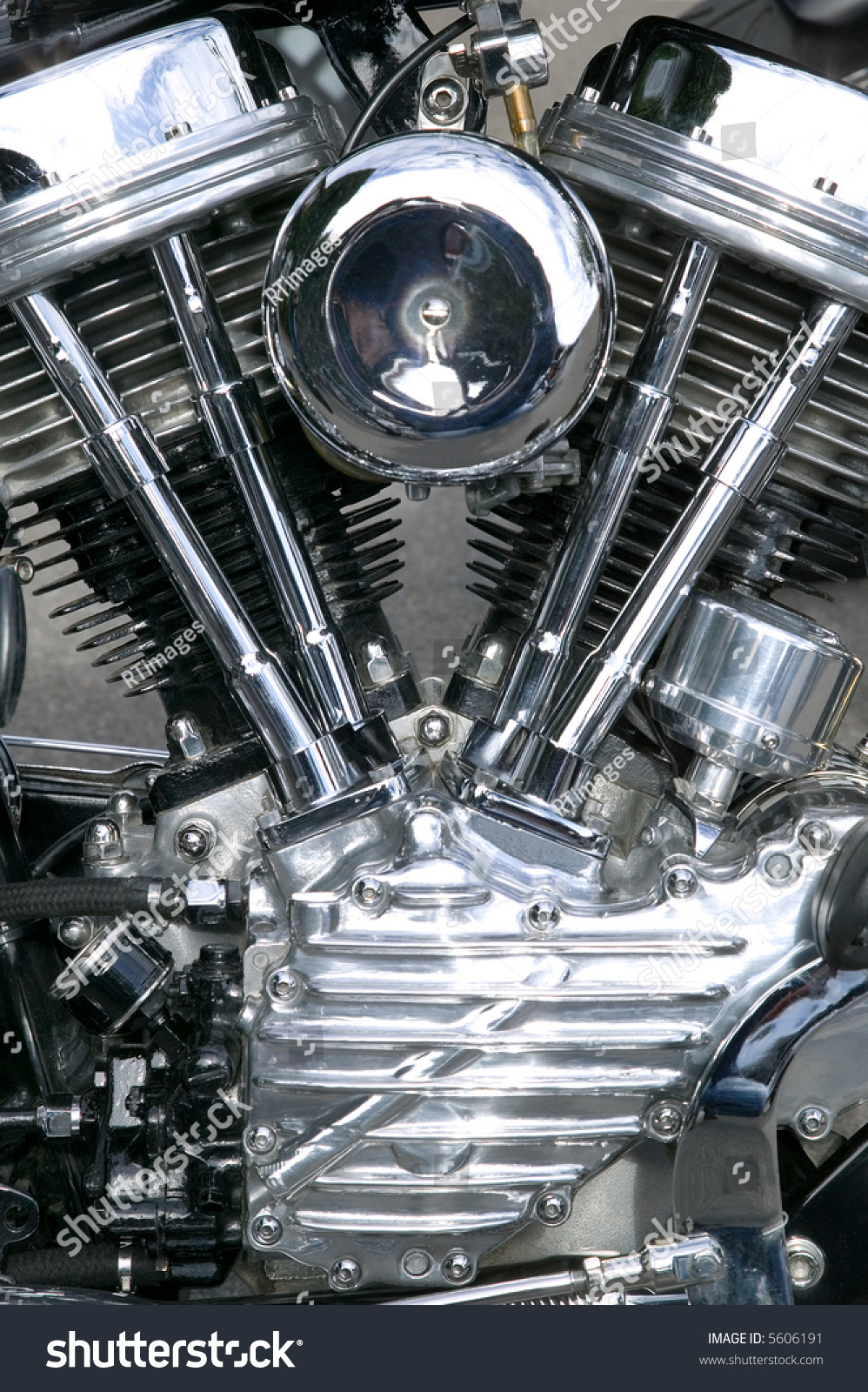 Chrome Engine On A Custom Motorcycle Close Up. Stock Photo 5606191 ...