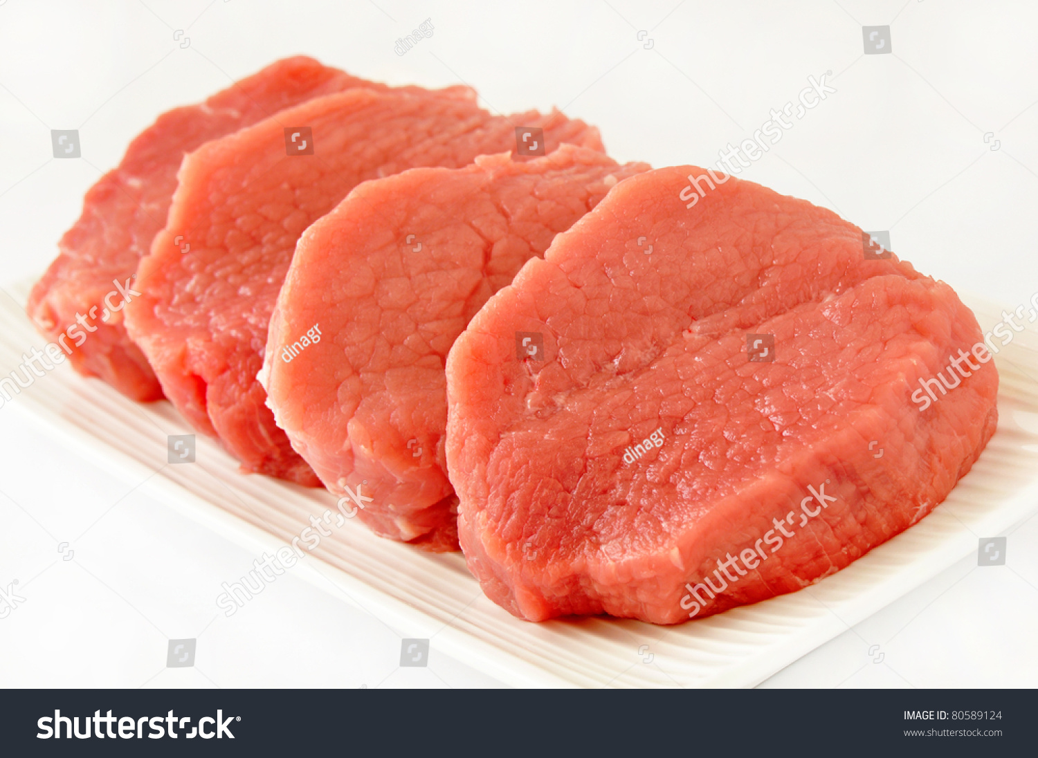 Chunks Of Beef Meat Isolated On White Background Stock Photo 80589124 ...