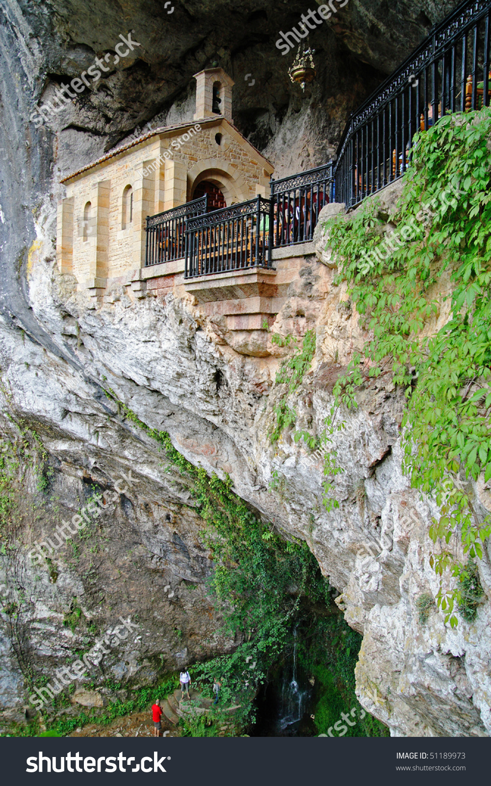 Church In The Side Of A Cliff In Covadonga, Asturias, Spain Stock Photo ...