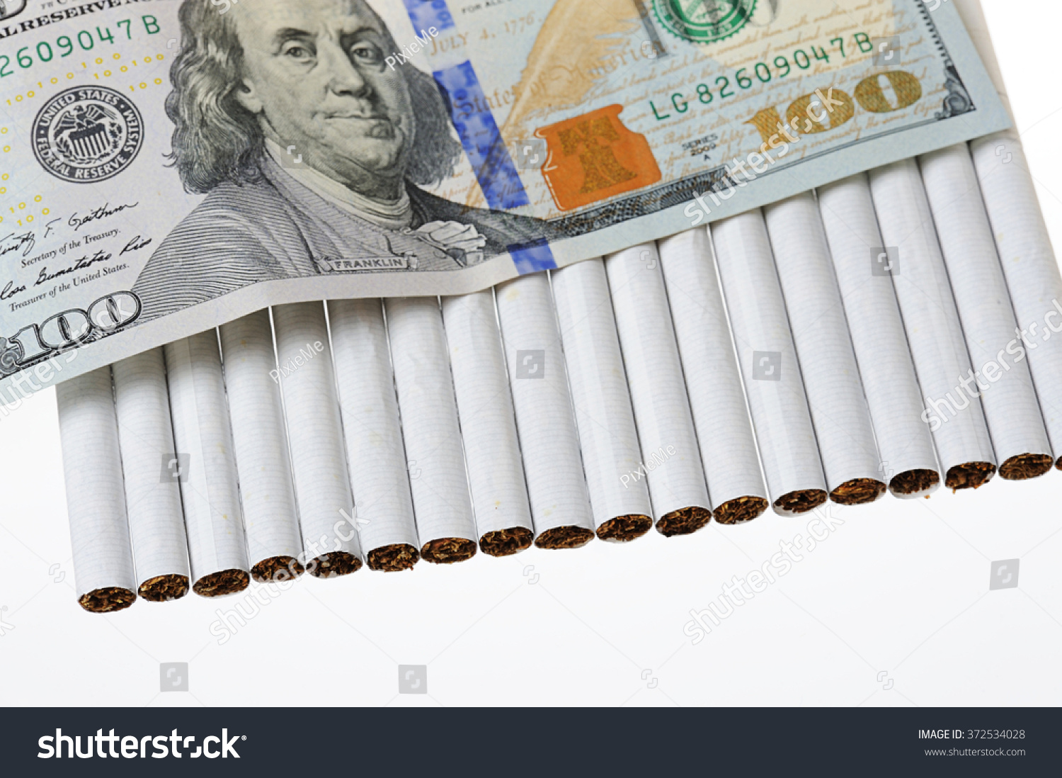 Cigarettes Money Dollars Bill Isolated On Stock Photo 372534028 ...