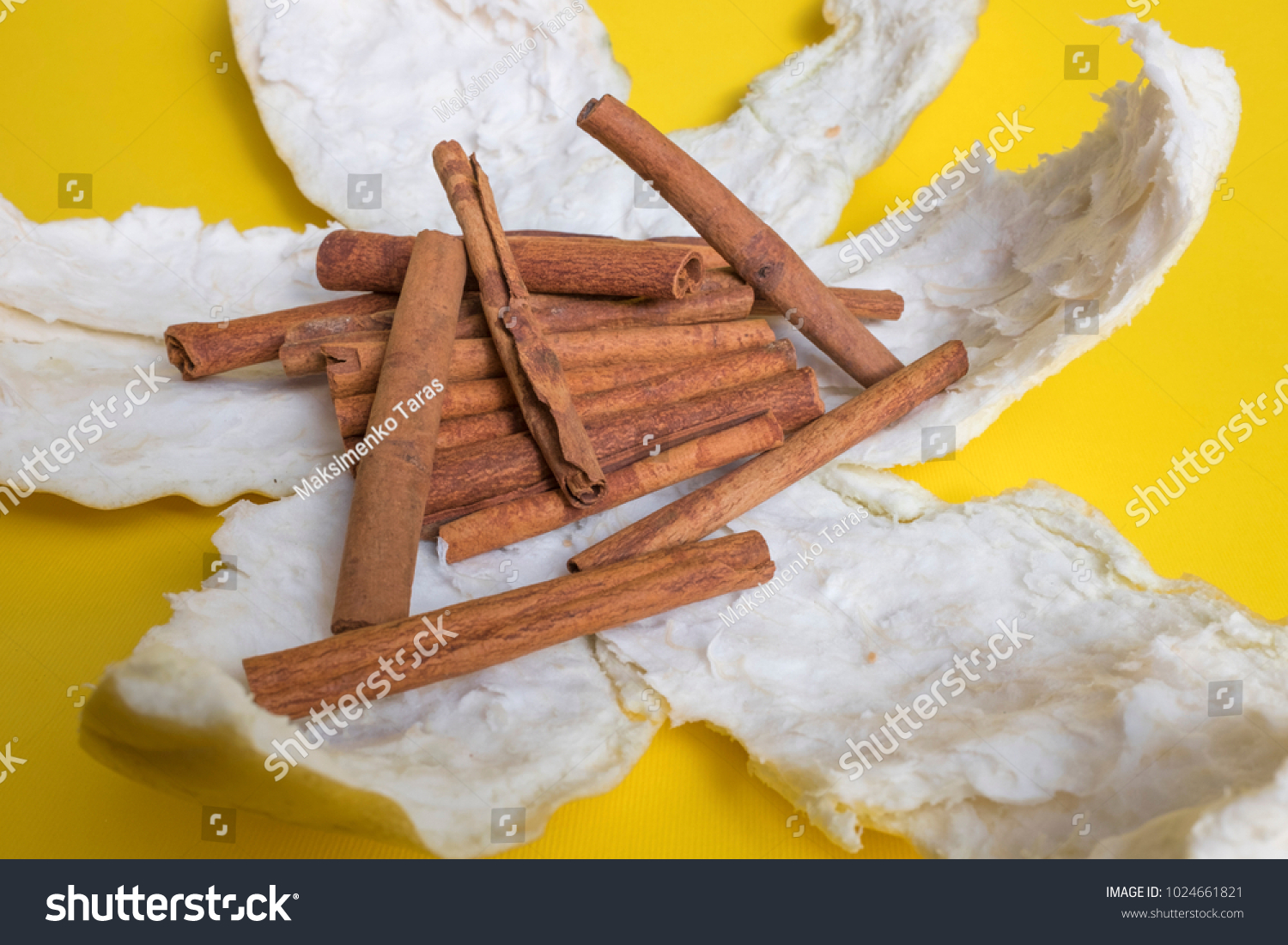 Download Cinnamon Seasoning Food On Yellow Background Food And Drink Stock Image 1024661821 Yellowimages Mockups