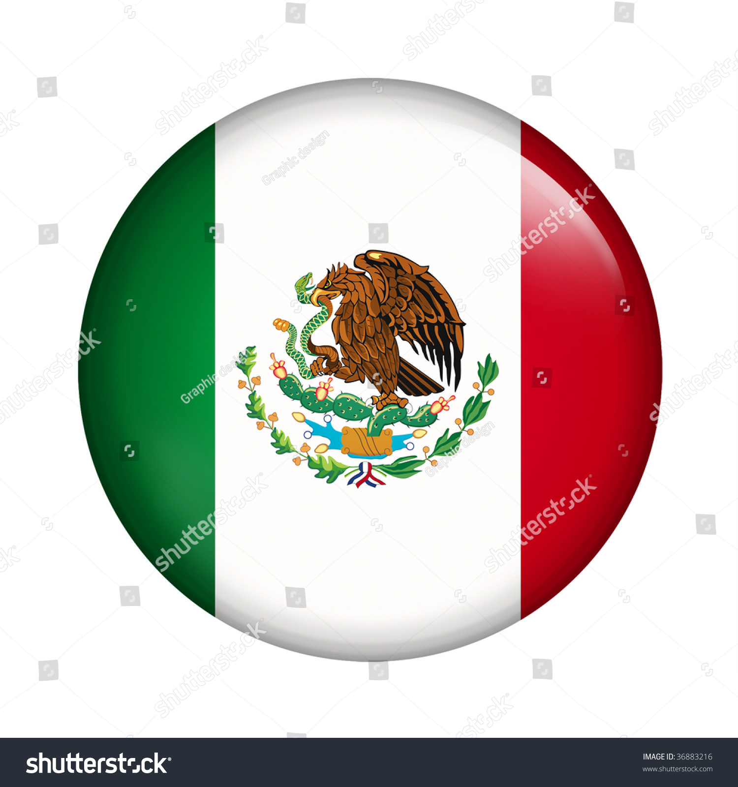 メキシコの丸いボタン国旗 のイラスト素材 3616