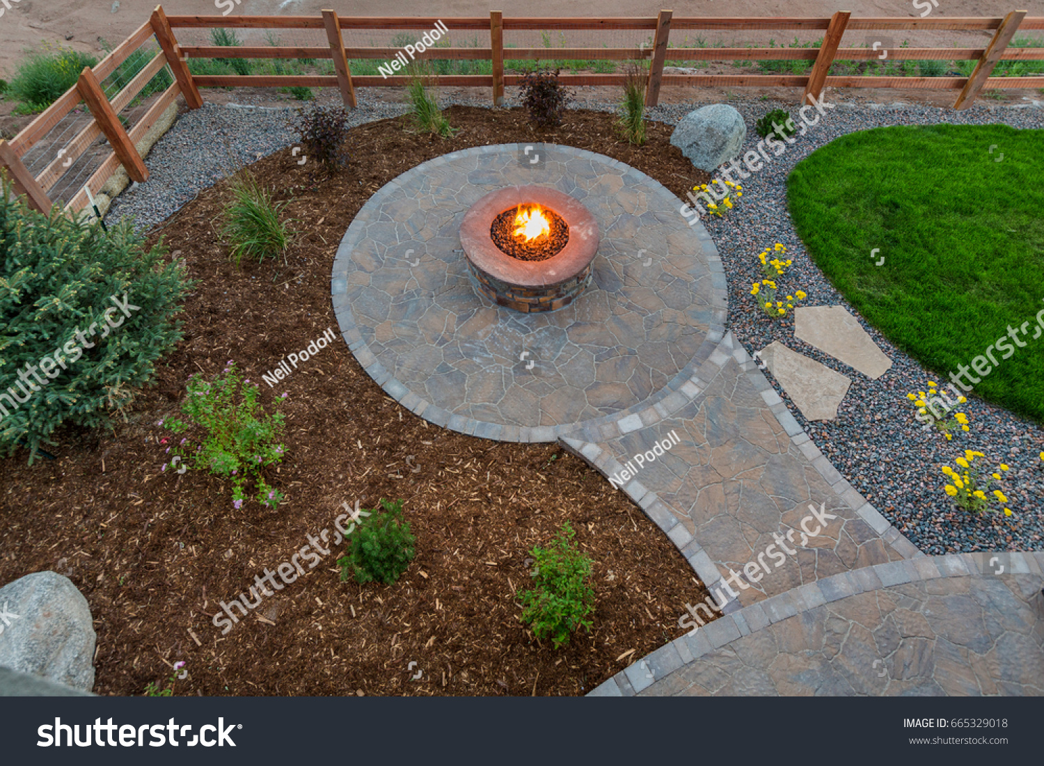 Circular Gas Fire Pit Stock Photo Edit Now 665329018