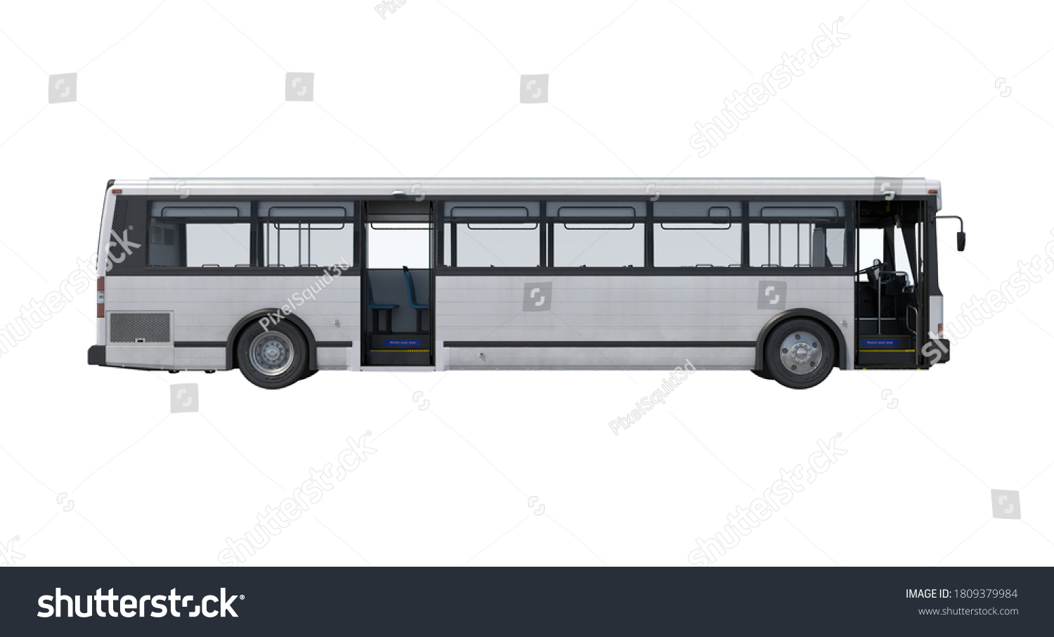 City Bus Doors Open 3d Illustration Stock Illustration 1809379984 ...