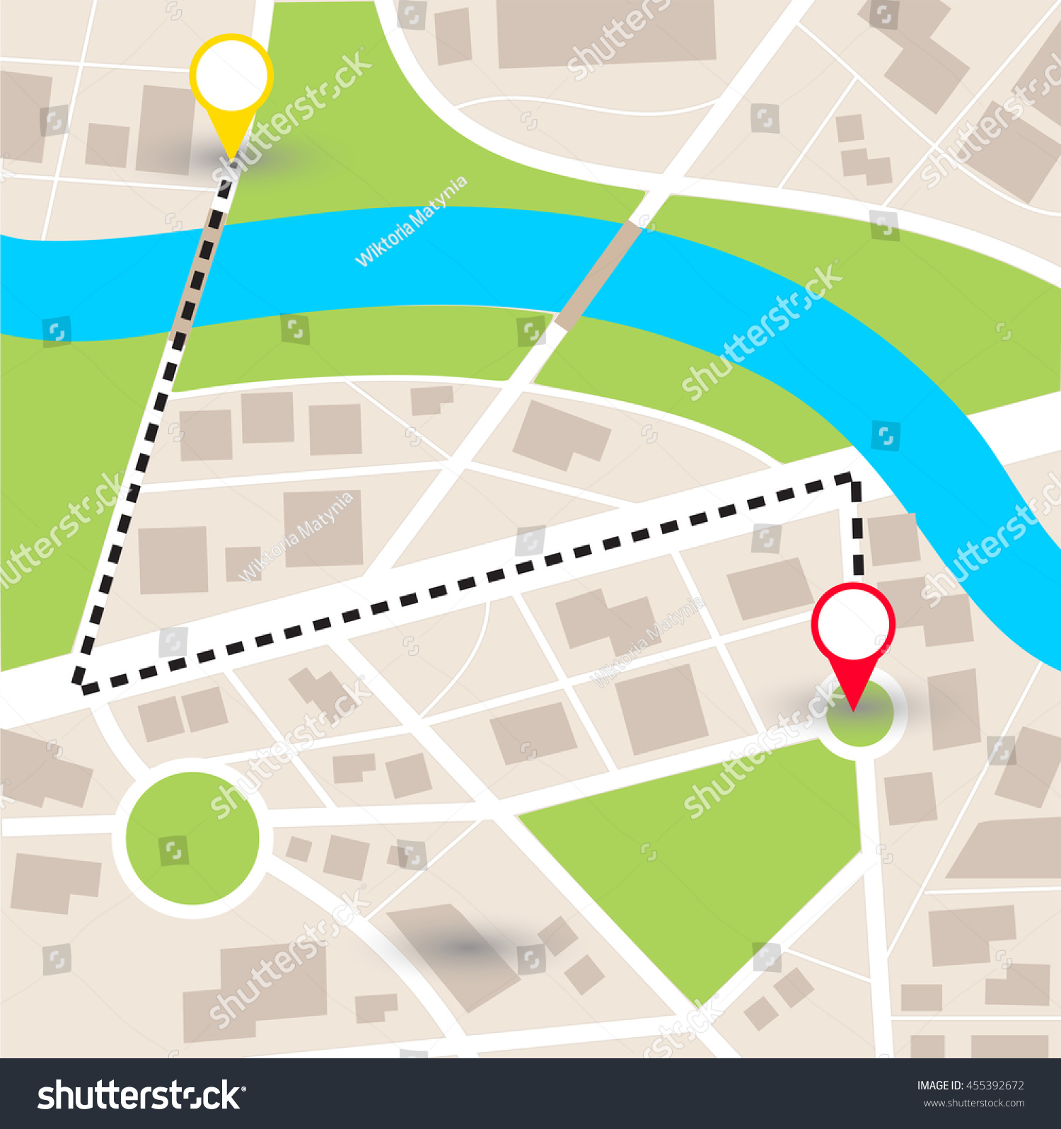 Maps Between Two Places City Map Path Between Two Points Stock Illustration 455392672 | Shutterstock