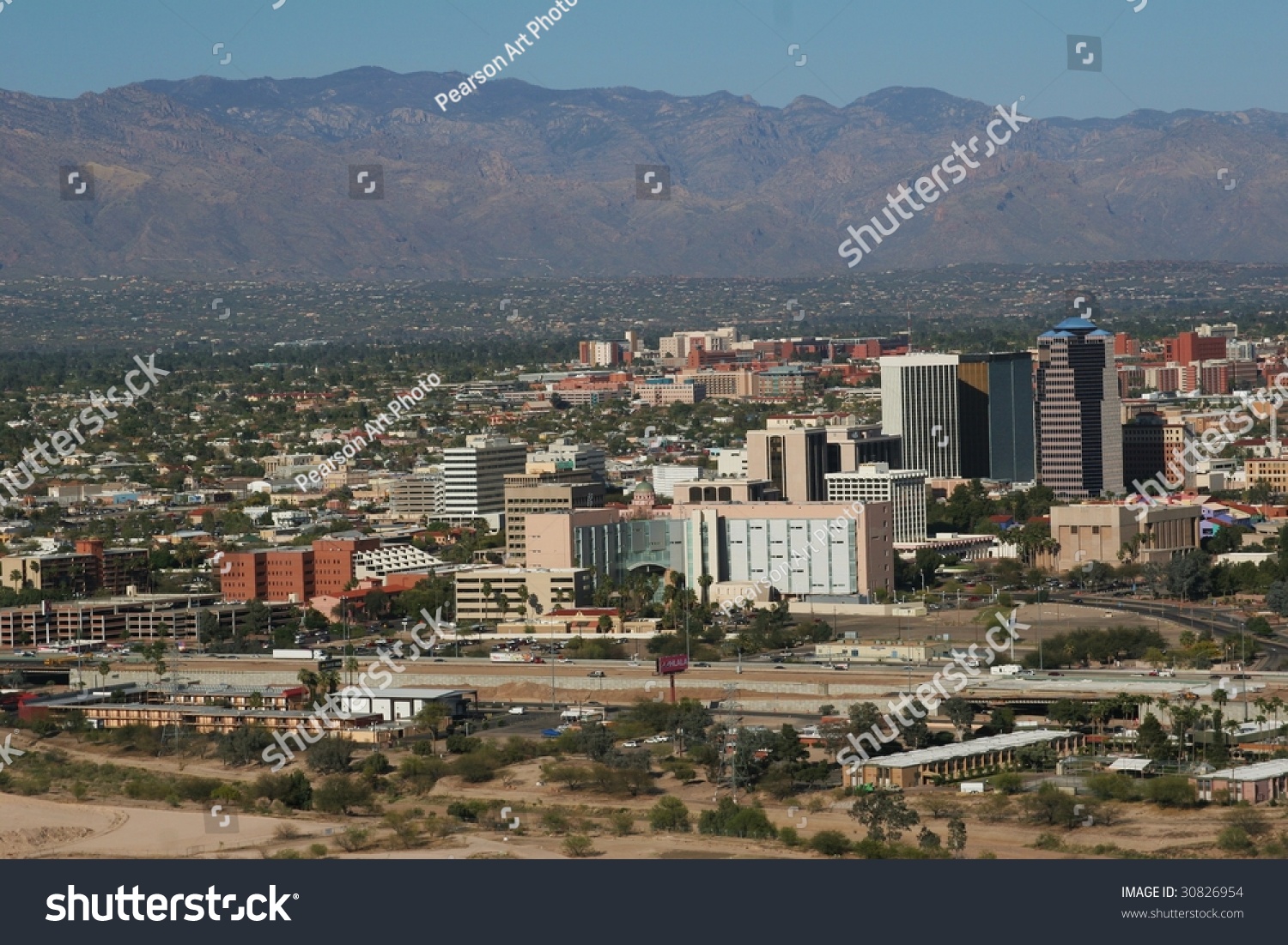 City Of Tucson, Seen With Mountains In The Background, As Well As The ...