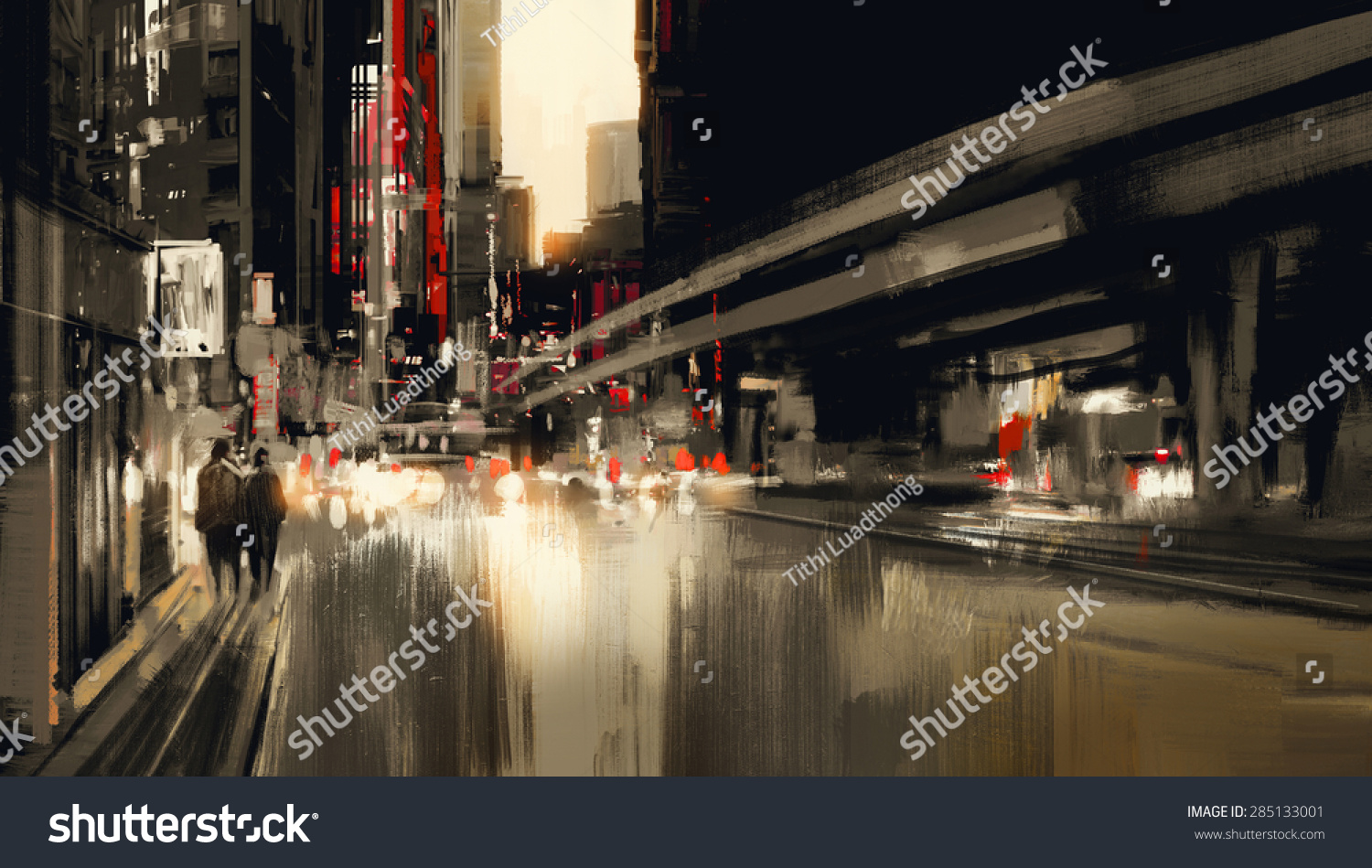 City Street Digital Paintingillustration Art Shutterstock
