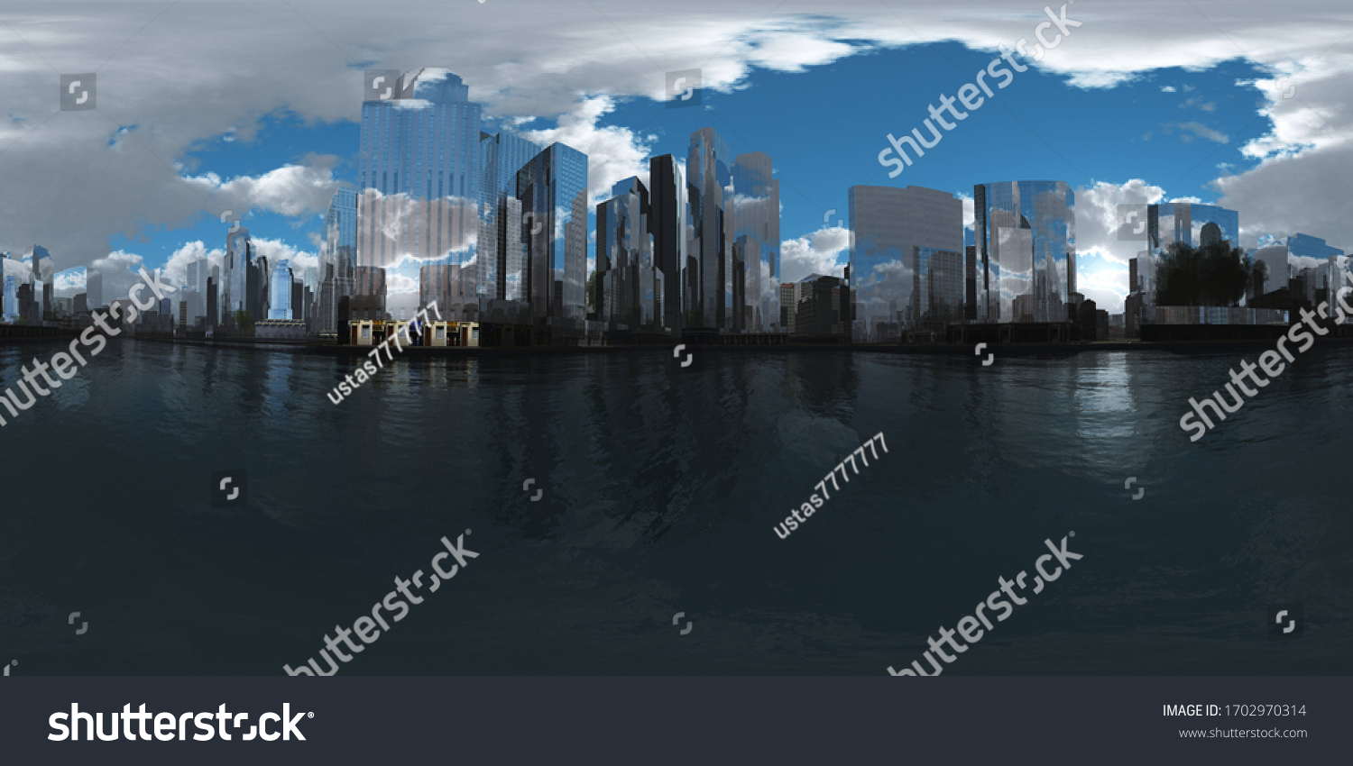 Cityscape Hdri Environment Map Round Panorama Stock Illustration