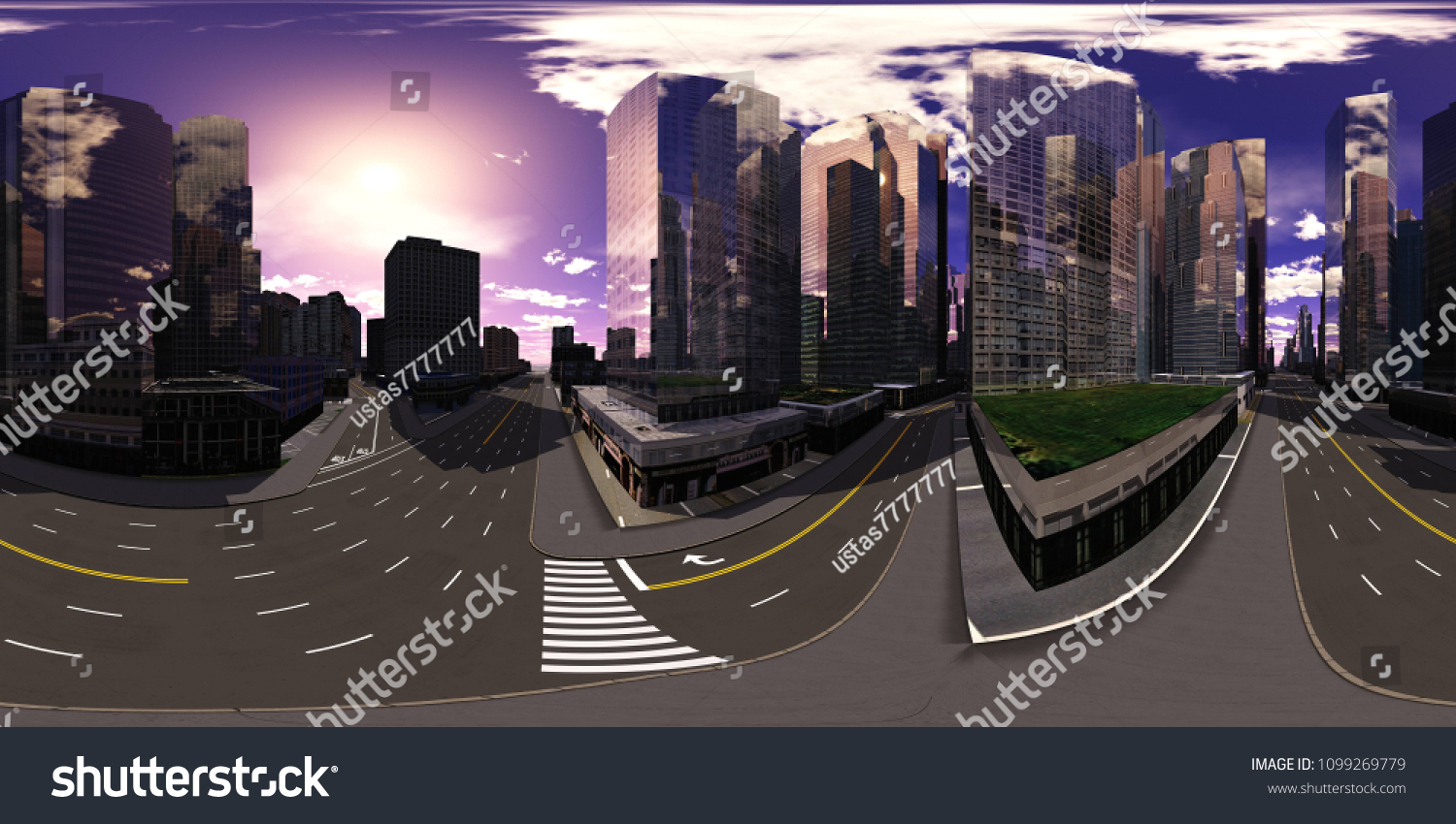 Cityscape Hdri Equirectangular Projection Spherical Panorama ภาพประกอบสตอก