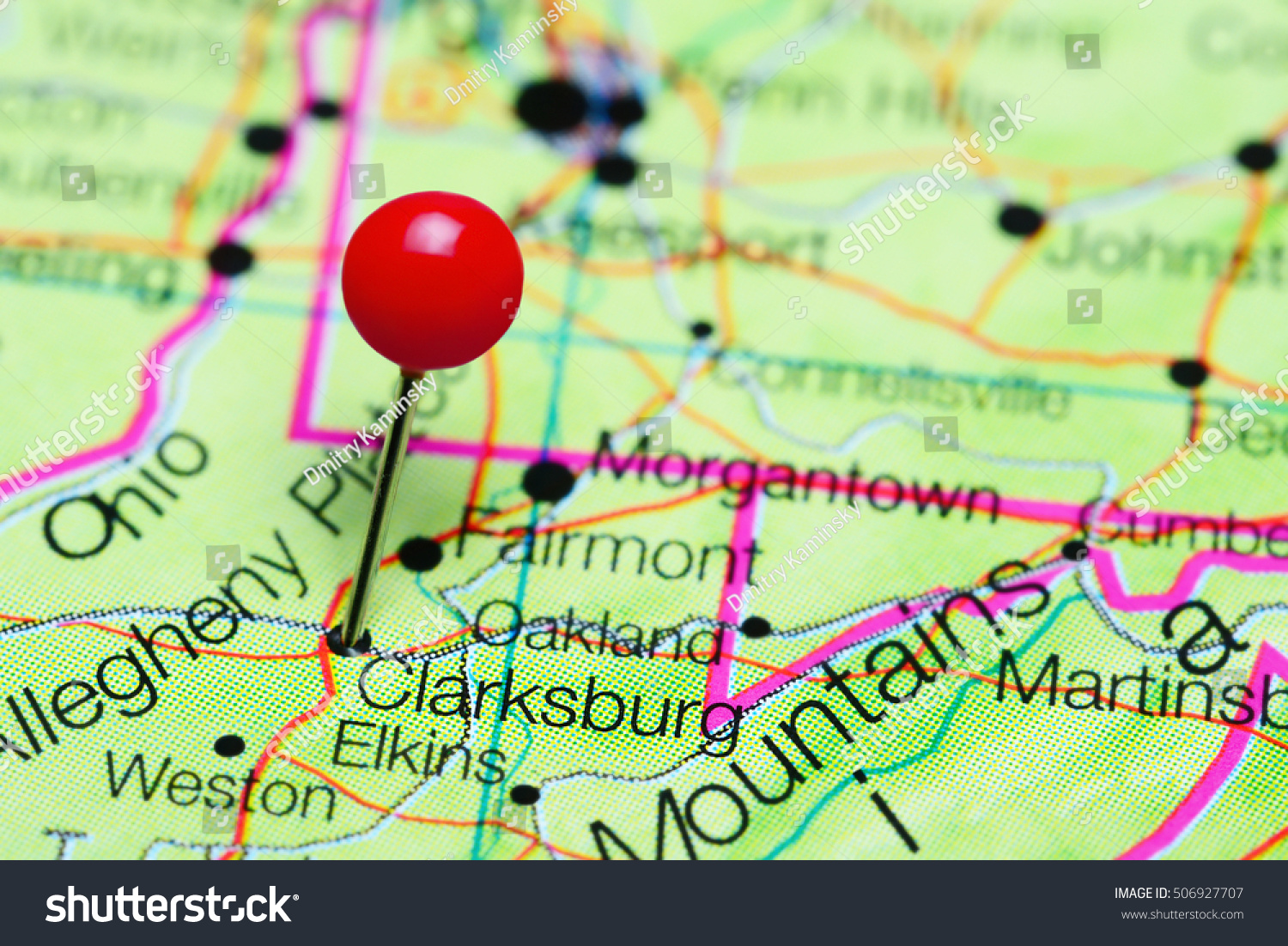 Clarksburg Pinned On Map West Virginia Stock Photo 506927707 Shutterstock   Stock Photo Clarksburg Pinned On A Map Of West Virginia Usa 506927707 