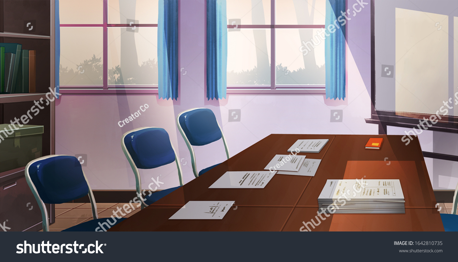 アニメ アニメ 漫画 漫画の背景にクラス会議室 のイラスト素材