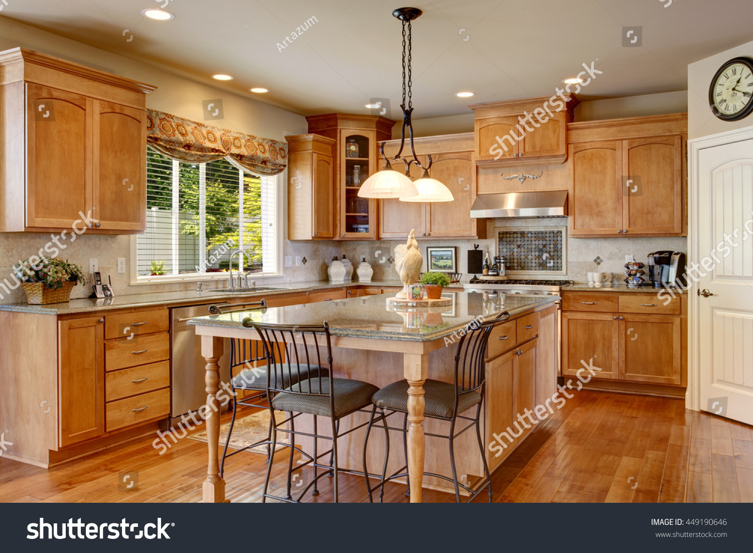 Classic American Kitchen Inerior Brown Cabinets Stock Photo Edit