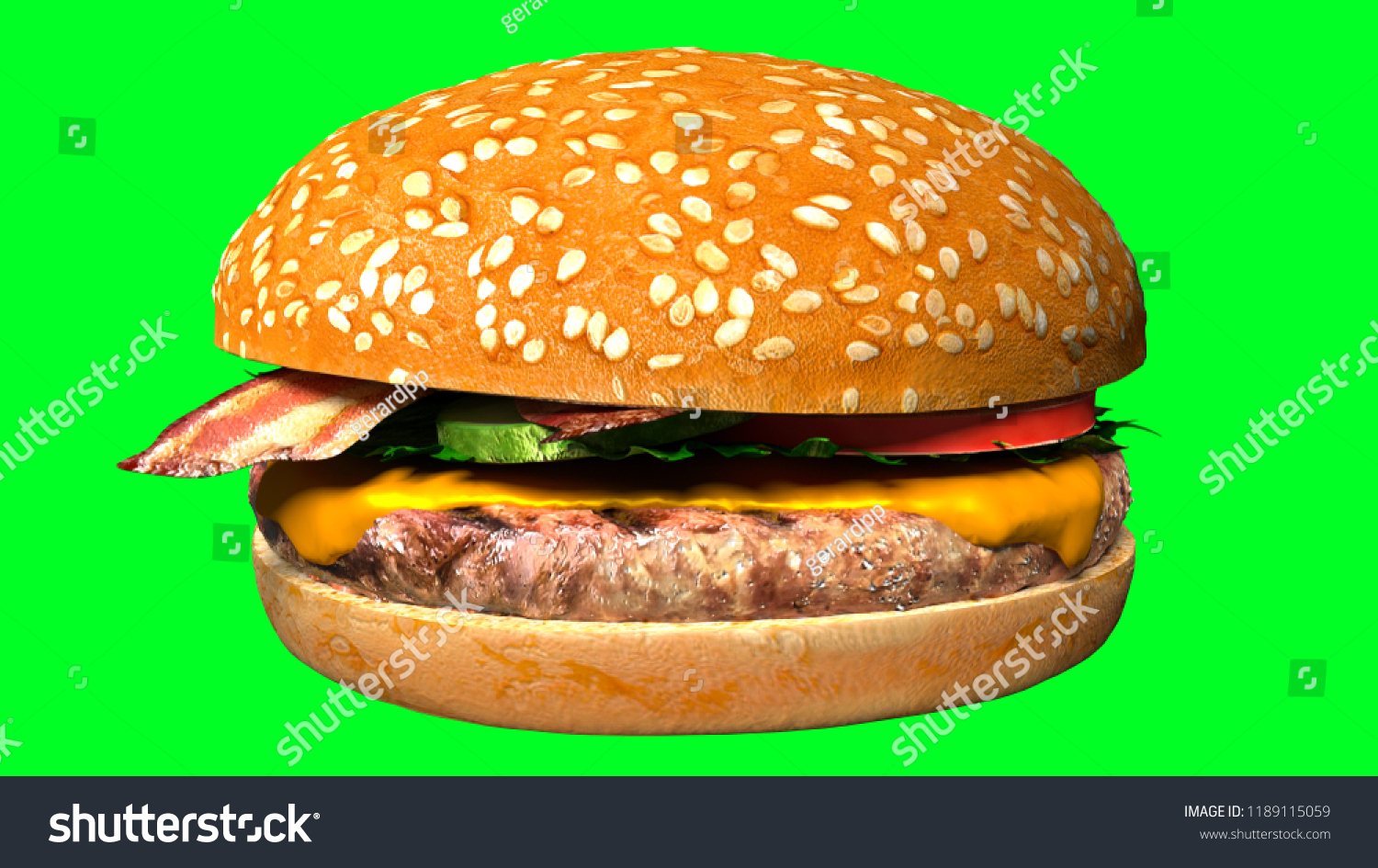 Classic Bacon Cheese Burger Isolated Juicy Stock Illustration 1189115059