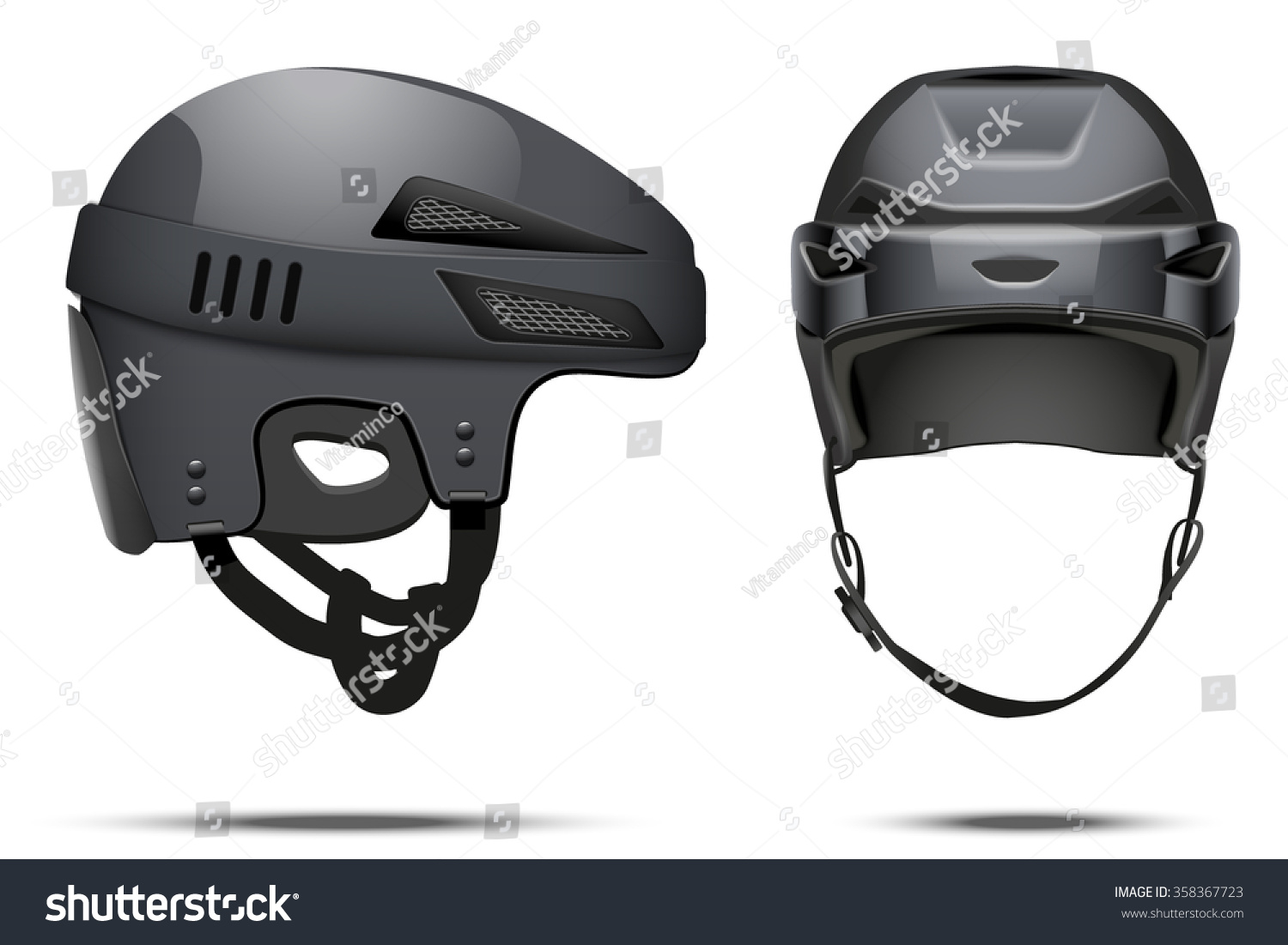 Download Classic Black Hockey Helmet Front Side Stock Illustration ...