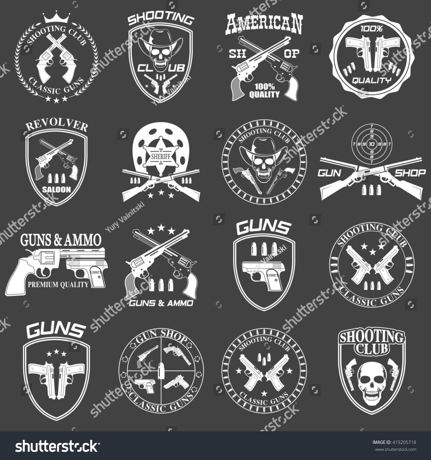 Classic Guns Emblem With Pistols Stock Photo 419205718 : Shutterstock