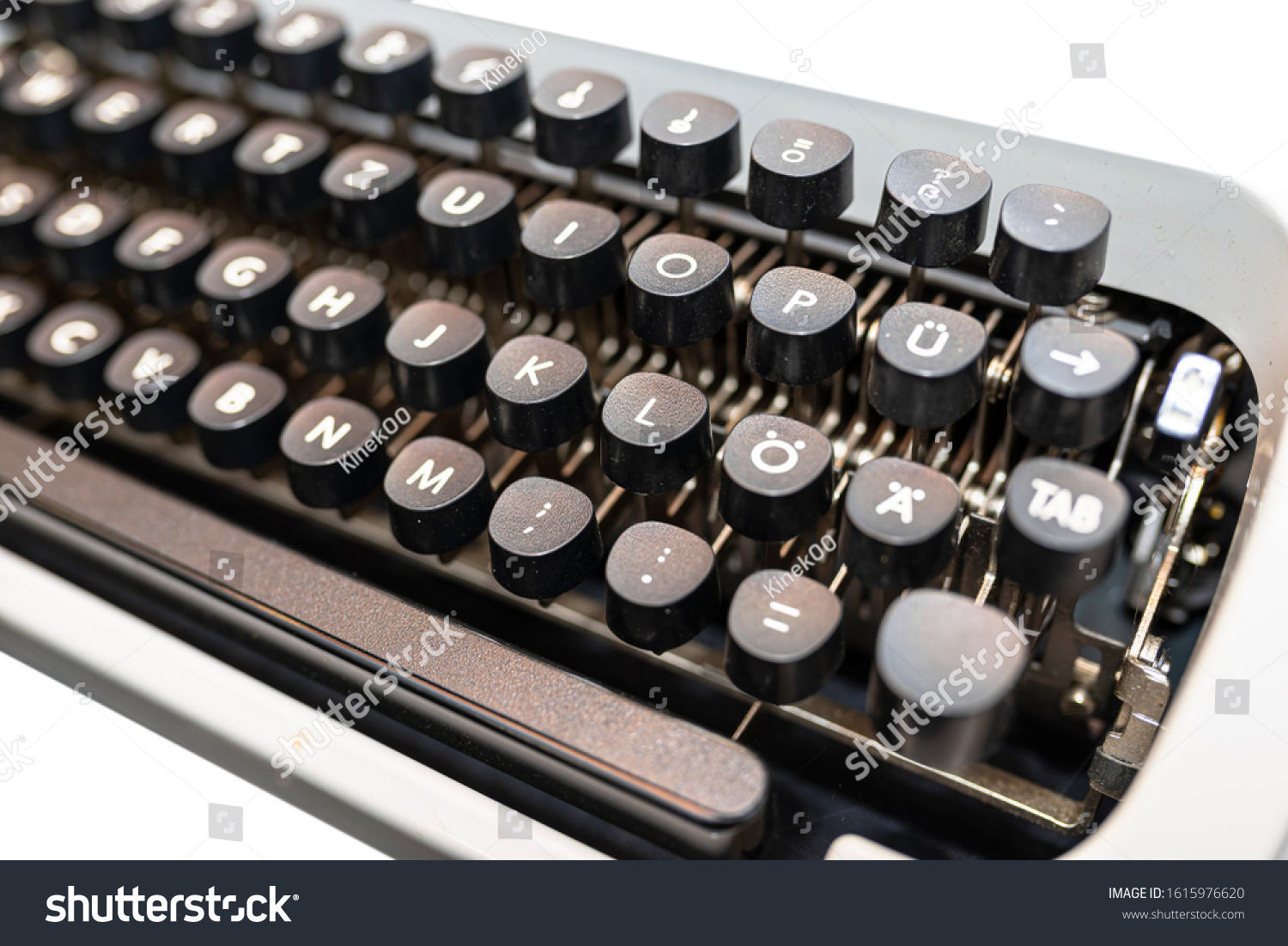 Classic Manual Typewriter White German Keyboard Stock Photo 1615976620 ...