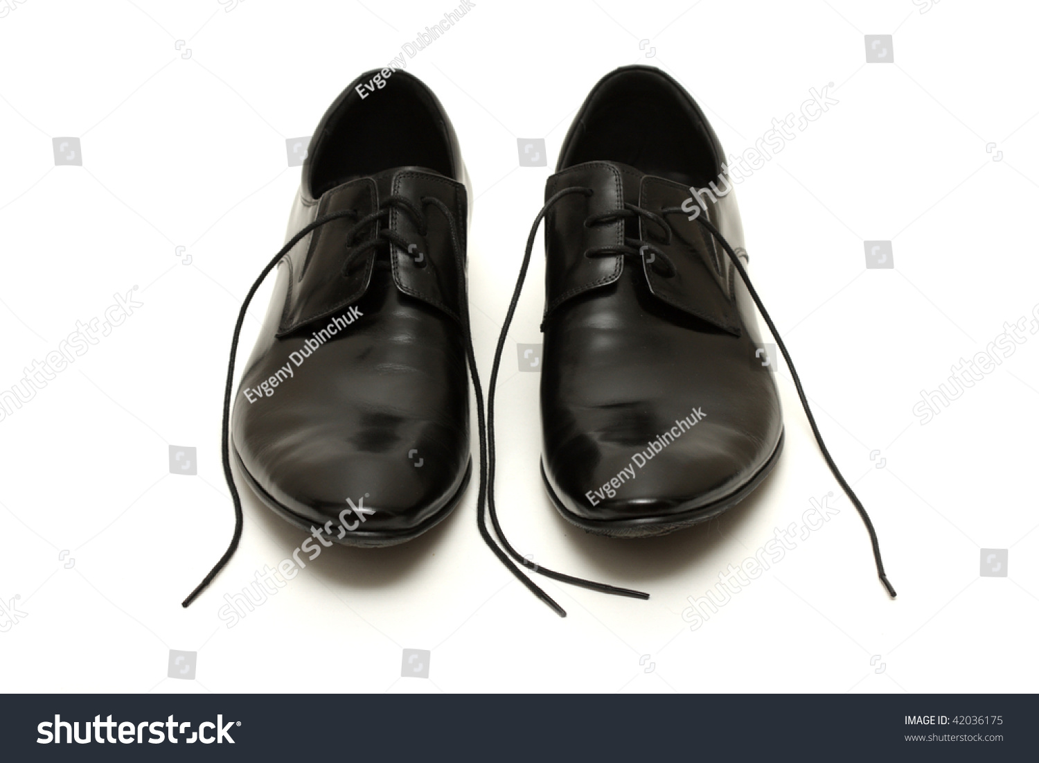 Classic Shiny Black Men'S Shoes With Untied Laces Stock Photo 42036175 ...
