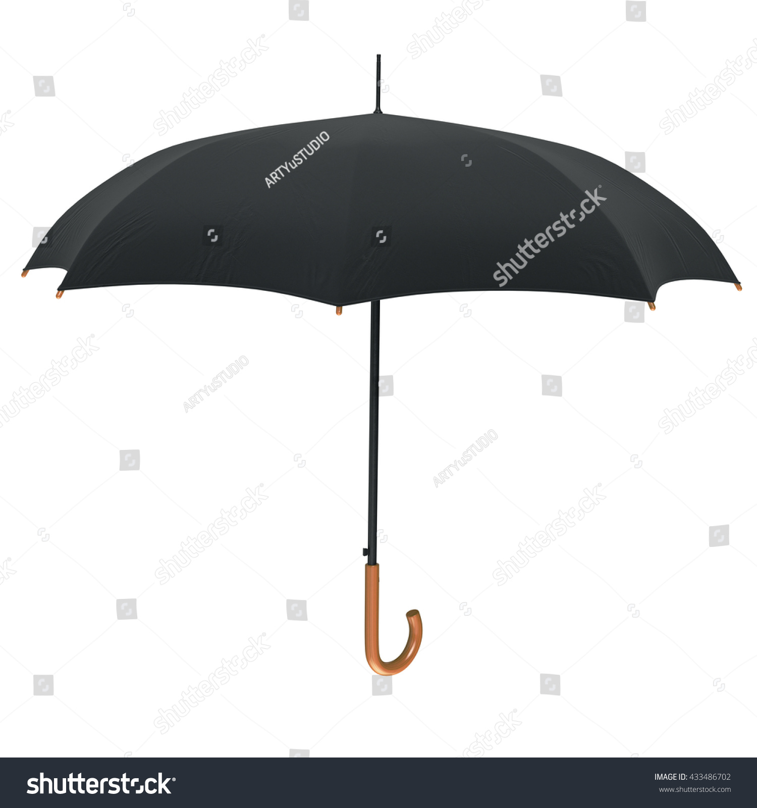 Download Classic Umbrella Open Wooden Handle Front Stock ...