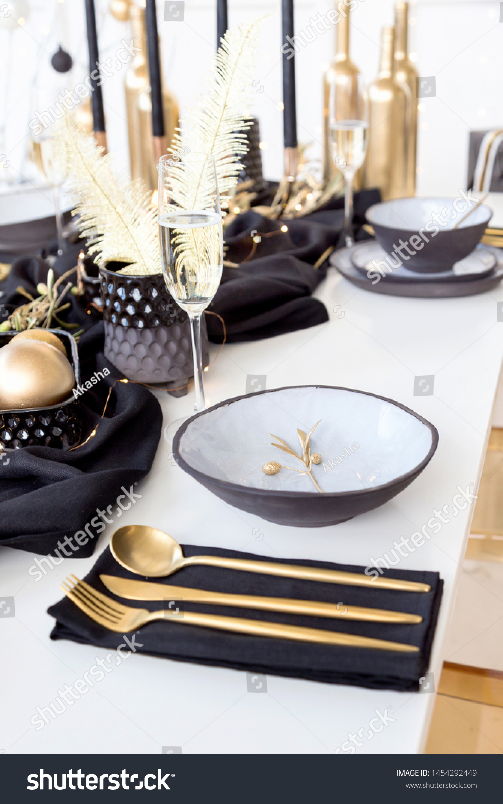 Classical Luxury Festive Table Setting Winter Stock Photo Edit Now 1454292449