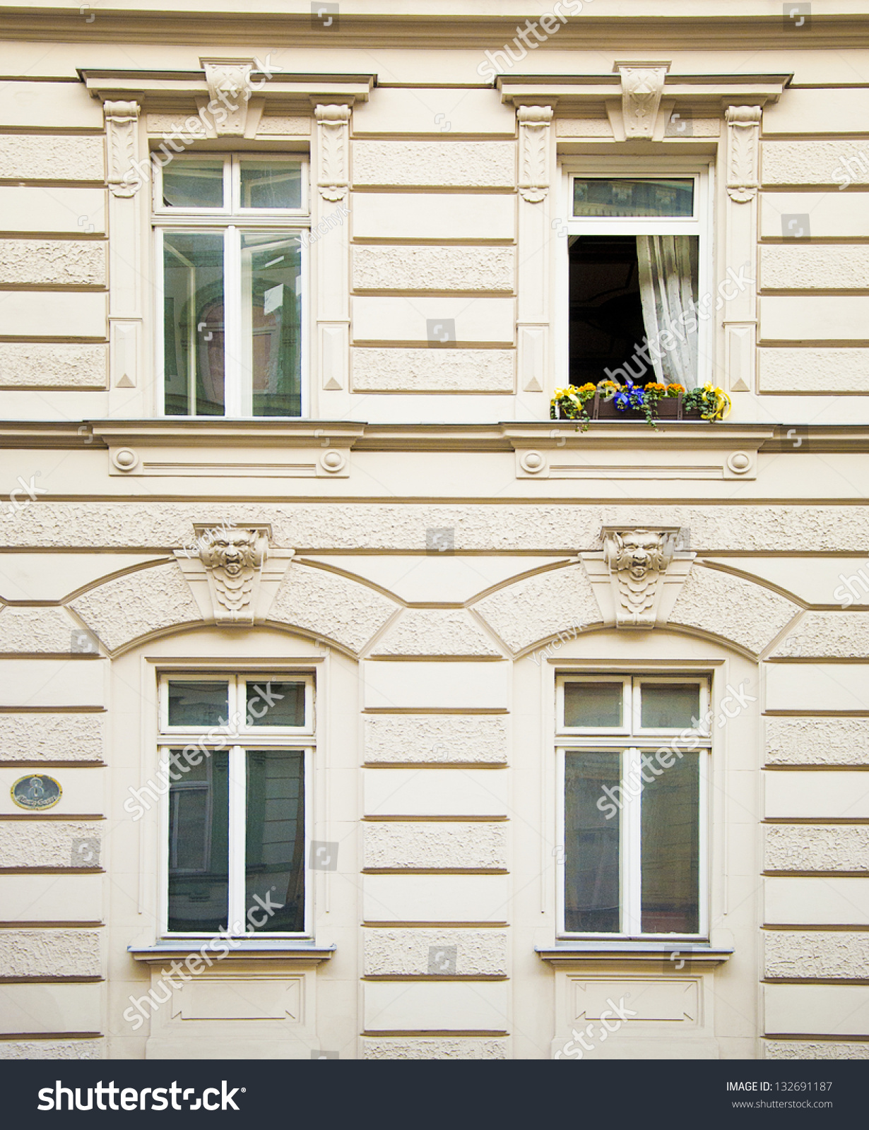 Classical Building Facade With An Open Window Stock Photo 132691187 ...