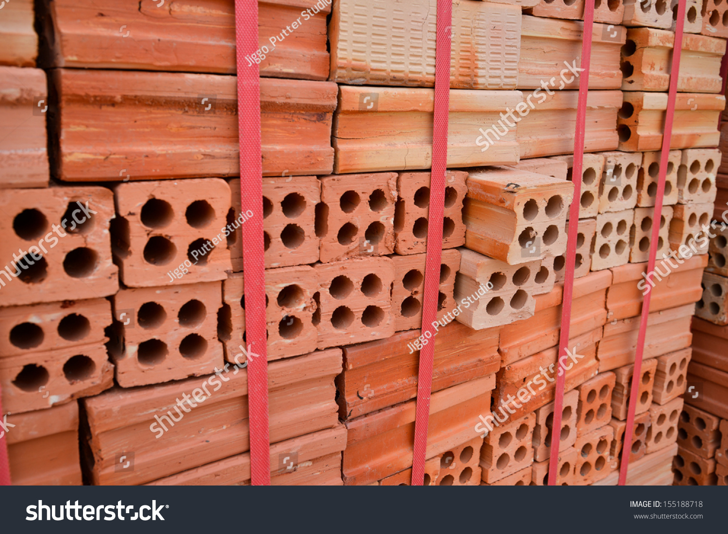 Clay Brick Stored Building Construction Stock Photo