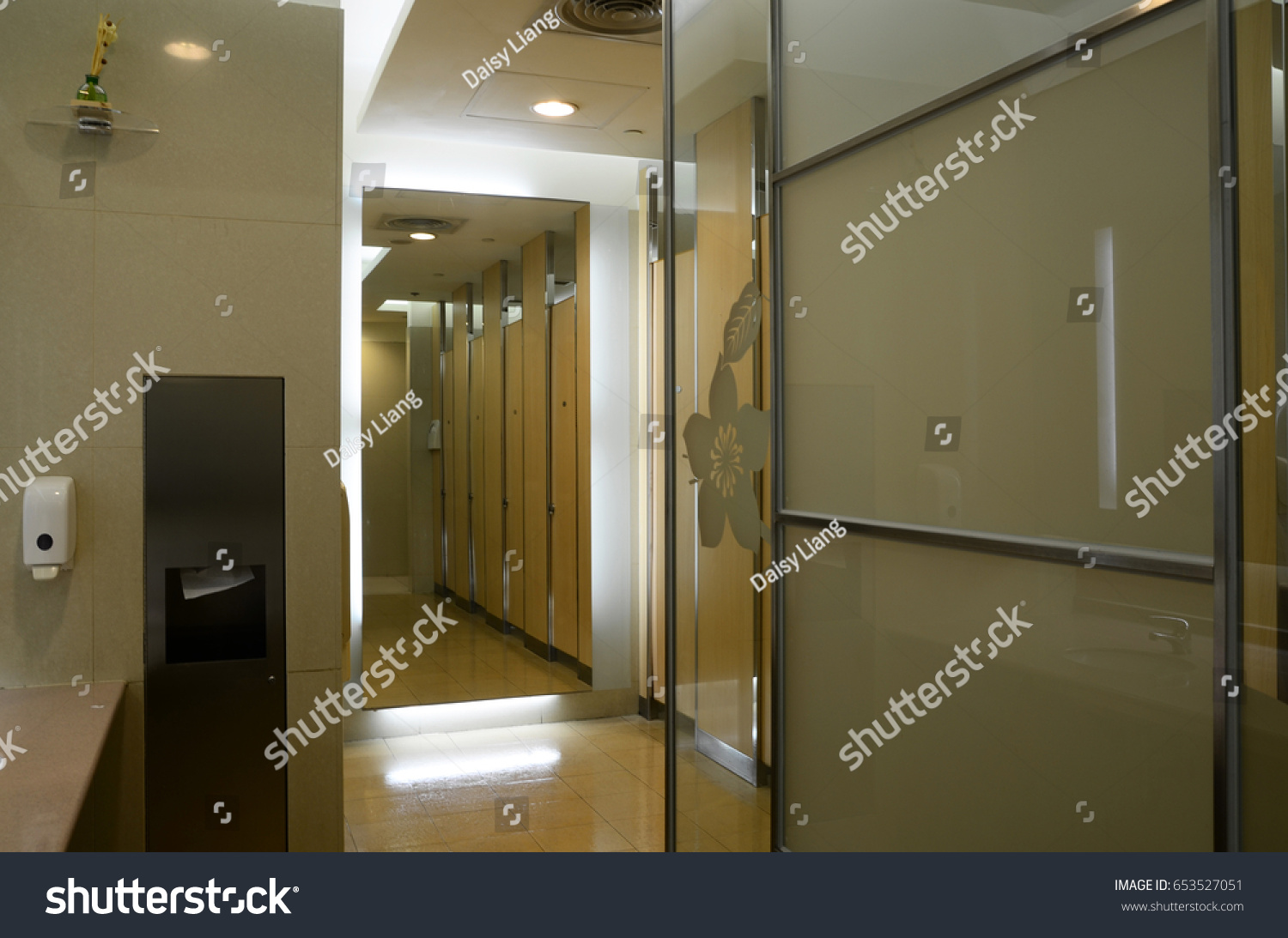 Clean Women Public Toilet Big Mirror Stock Photo (Edit Now) 653527051