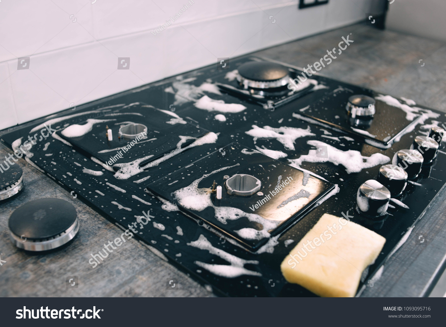 Cleaning Glass Ceramic Hob Gas Stove Royalty Free Stock Image