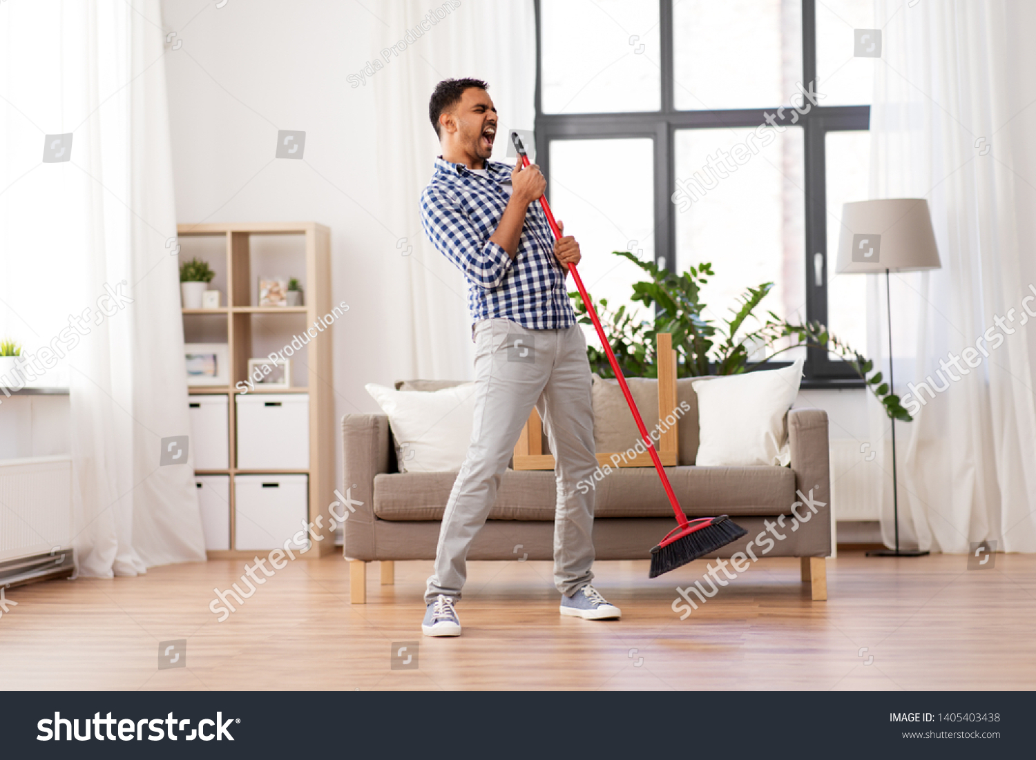 Cleaning Housework Housekeeping Concept Indian Man Stock Photo ...