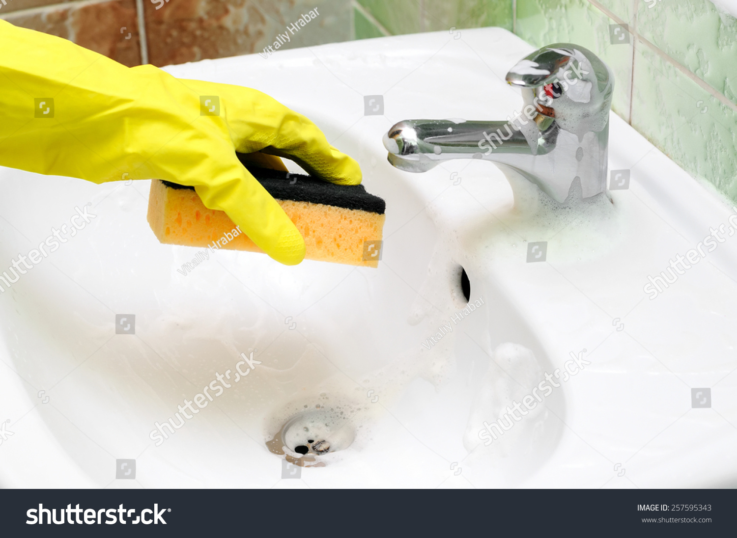 Cleaning Dirt White Washstand Faucet Bathroom Stock Photo Edit