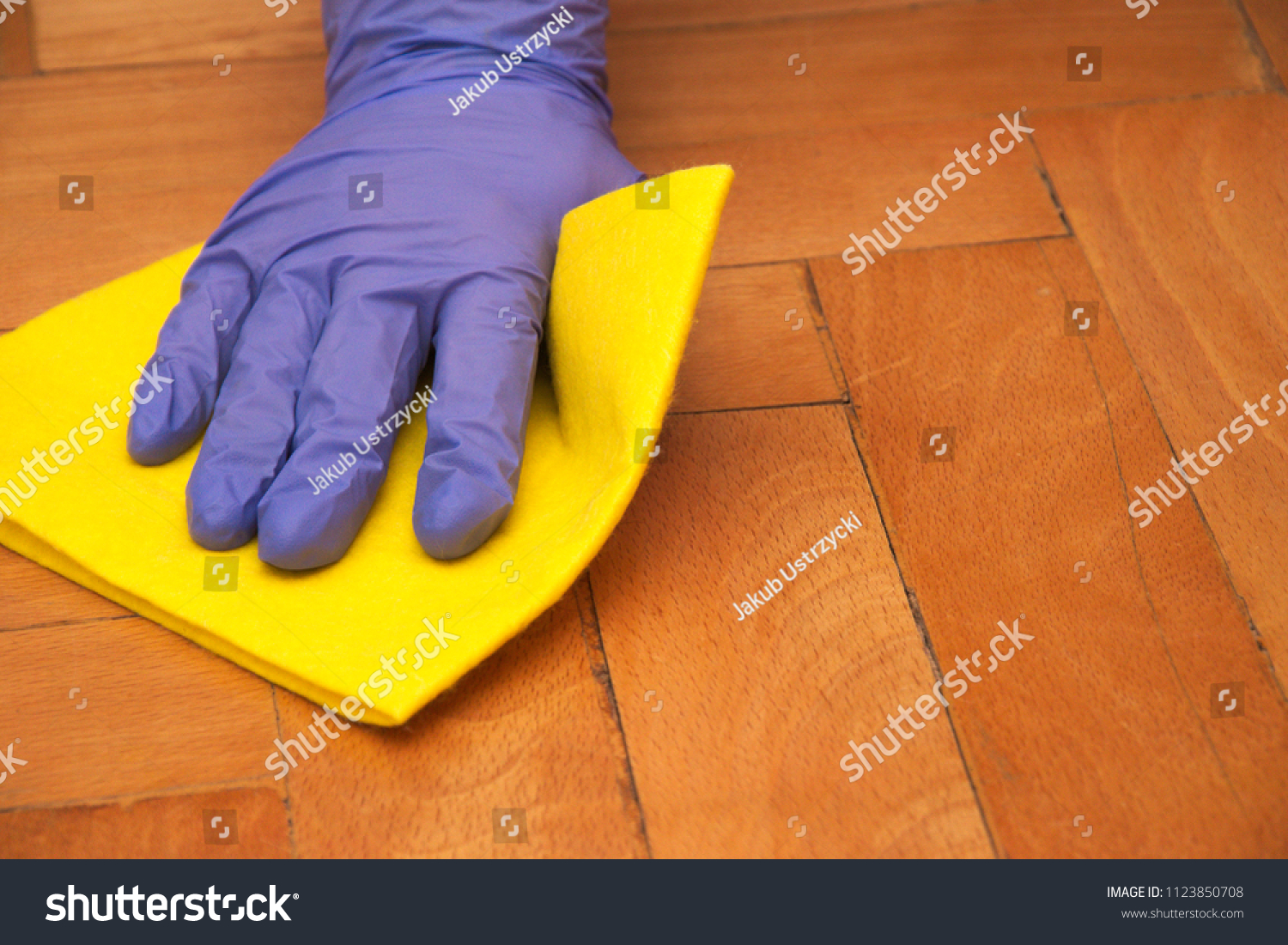 Cleaning Polishing Polishing Parquet Clean Wooden Stock Photo