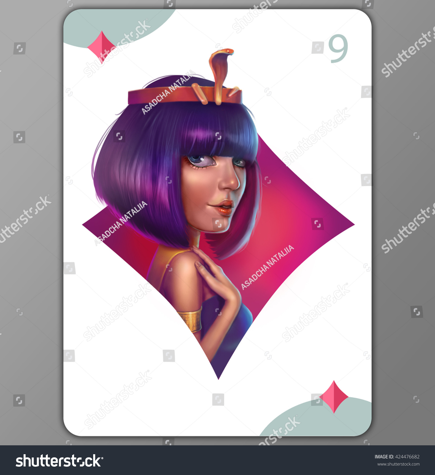 Cleopatra Shiny Hair Short Haircut Playing Stock Illustration