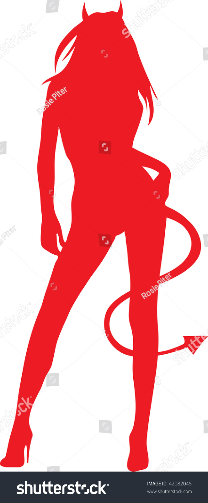 Clip Art Illustration Silhouette Sexy Devil Stock Illustration 42082045