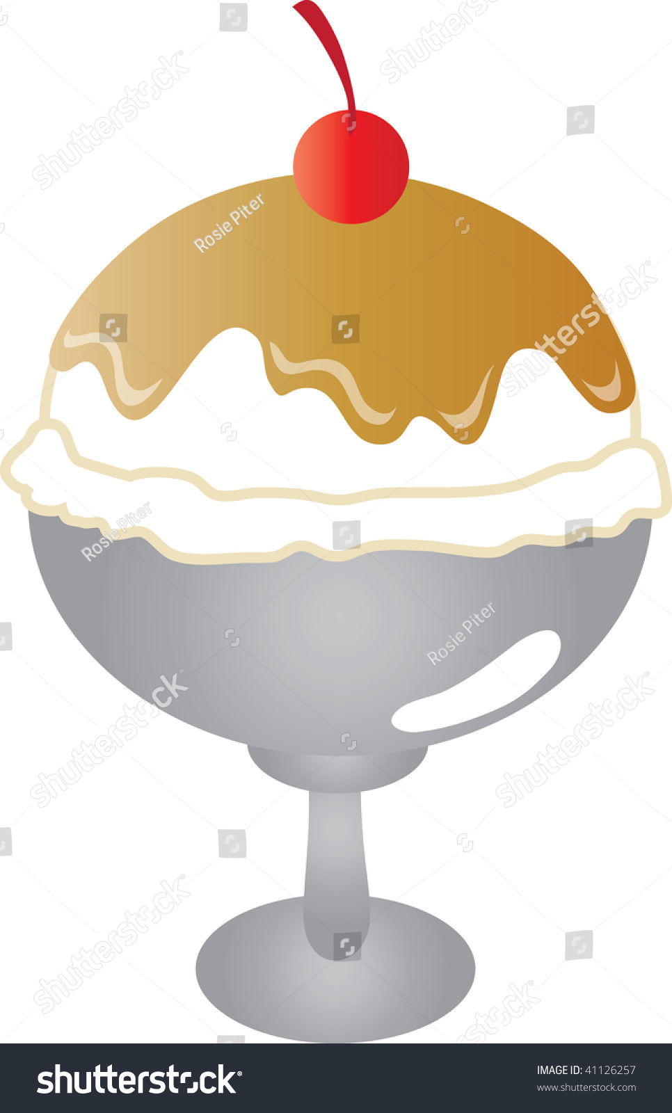 Clip Art Illustration Of A Vanilla Ice Cream Sundae. - 41126257 ...