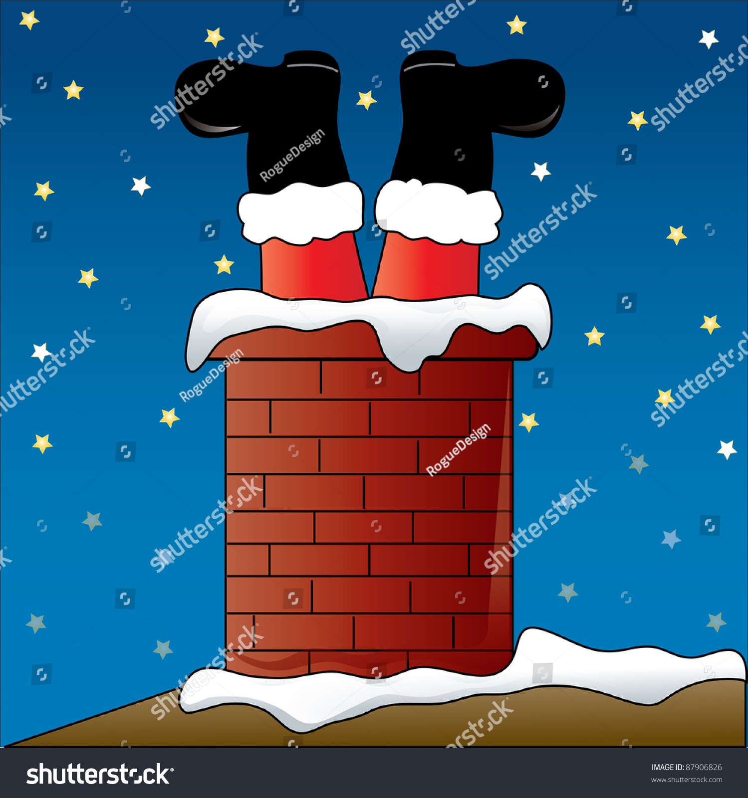 Clip Art Illustration Santa Claus Stuck Stock Illustration 87906826