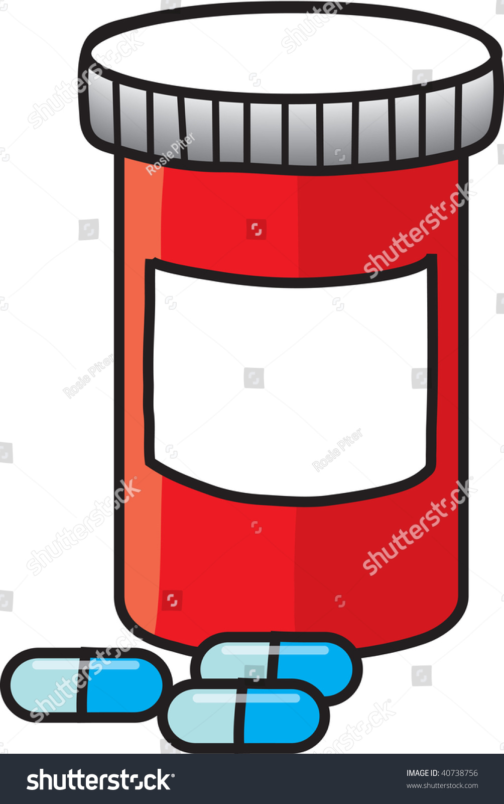 Clipart Illustration Red Bottle Perscription Pills Stock Illustration ...