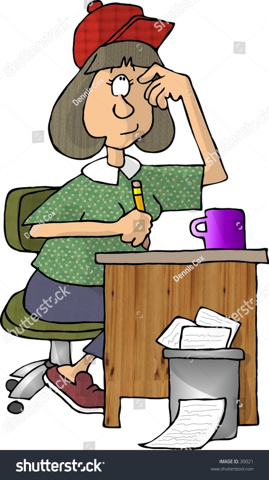  Clipart  Illustration Woman Writing Desk Stockillustration 