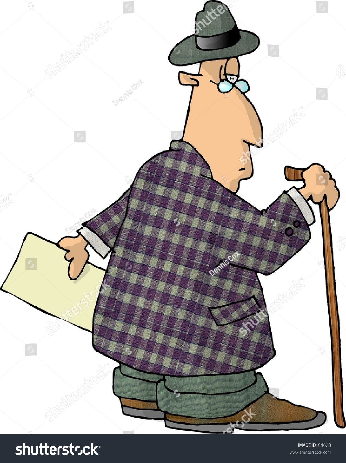 Clipart Illustration Of An Old Man With A Cane - 84628 : Shutterstock