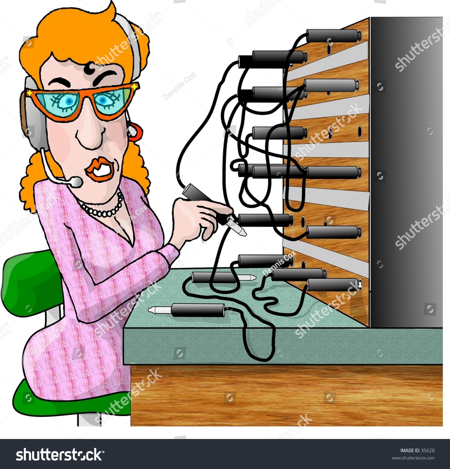 Clipart Illustration Woman Working Old Fashioned Stockillustration